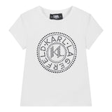 KARL LAGERFELD t-shirt girocollo tinta unita con brillantini Bianco per Bambina Z30109 BIANCO KARL LAGERFELD 