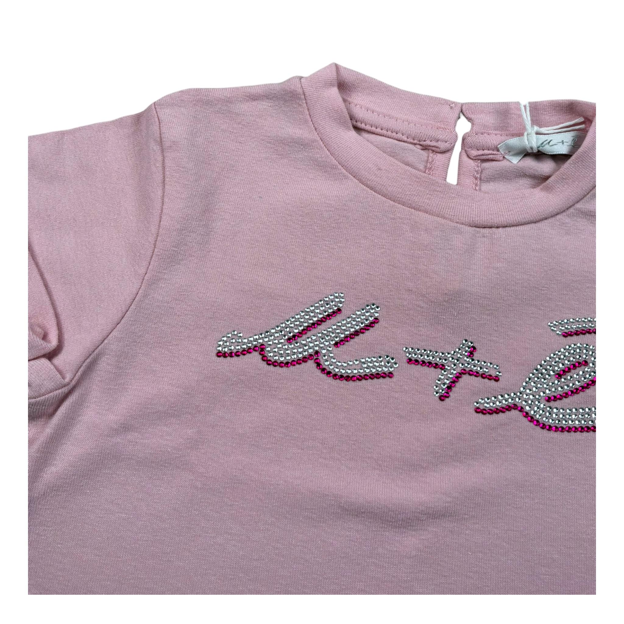 M+E' T-Shirt Girocollo tinta unita con Stampa Rosa per Bambina UE1405J ROSA M+E' 