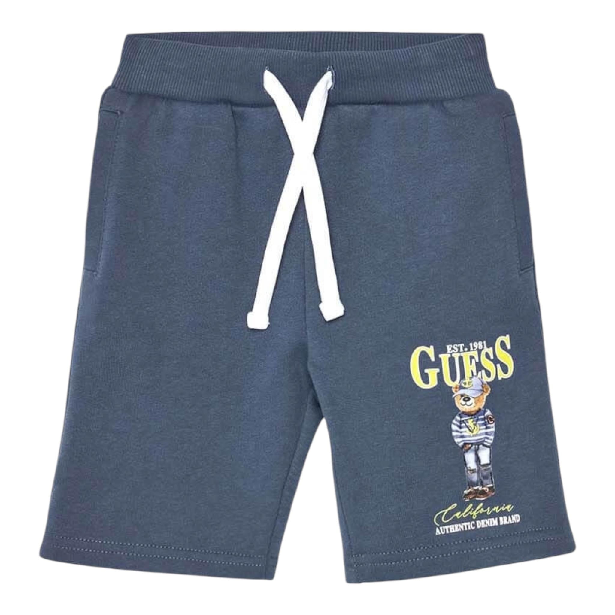 Guess Bermuda Tinta Unita In Tuta per Bambino N5RD03KAD74XX PETROLIO GUESS 