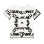 Dolce & Gabbana T-Shirt Girocollo Tinta Unita con Stampa Fantasia per Neonato L1JT7W BIANCO DOLCE & GABBANA 