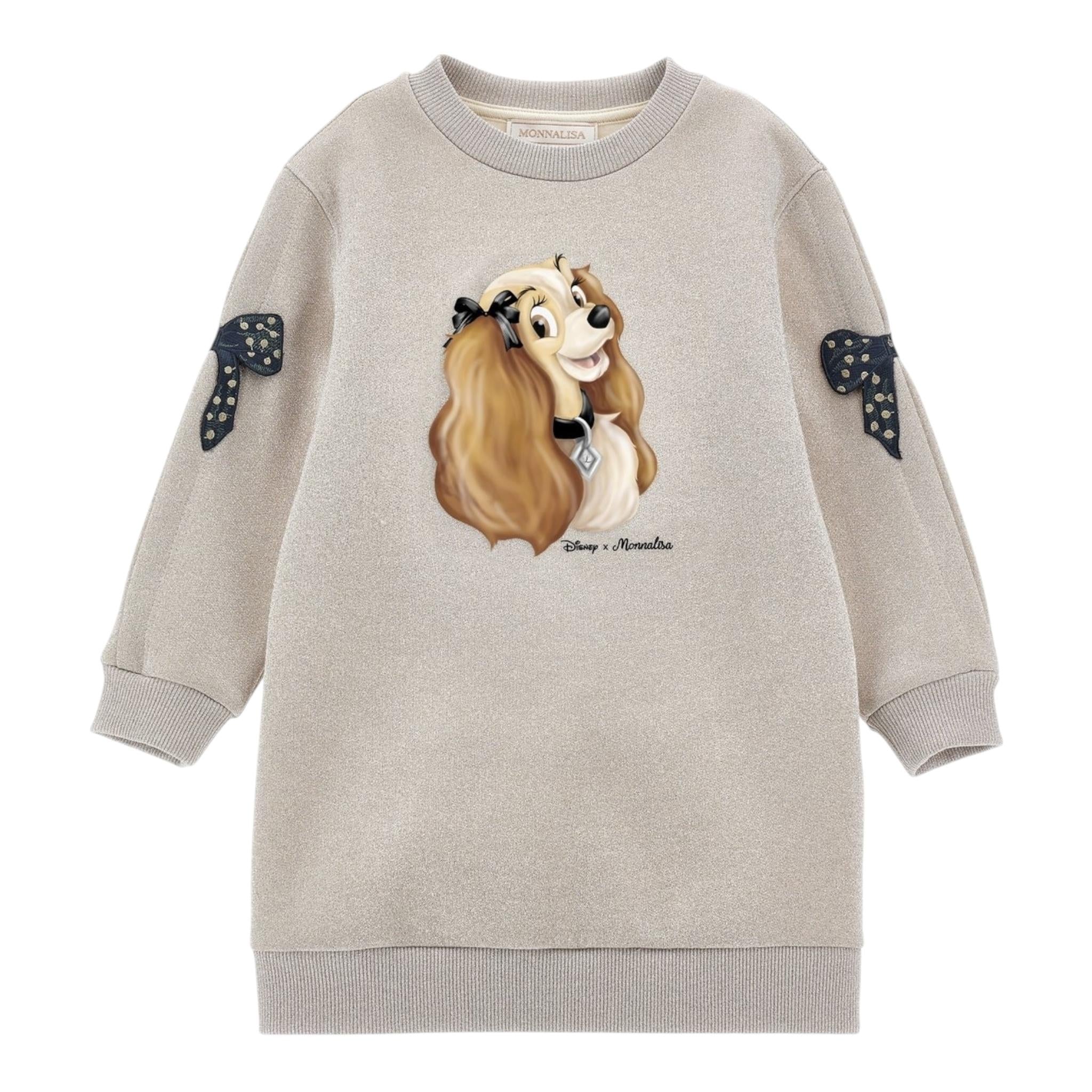 MONNALISA abito felpa tinta unita glitterato Beige per Bambina 19D0901 BEIGE MONNALISA 