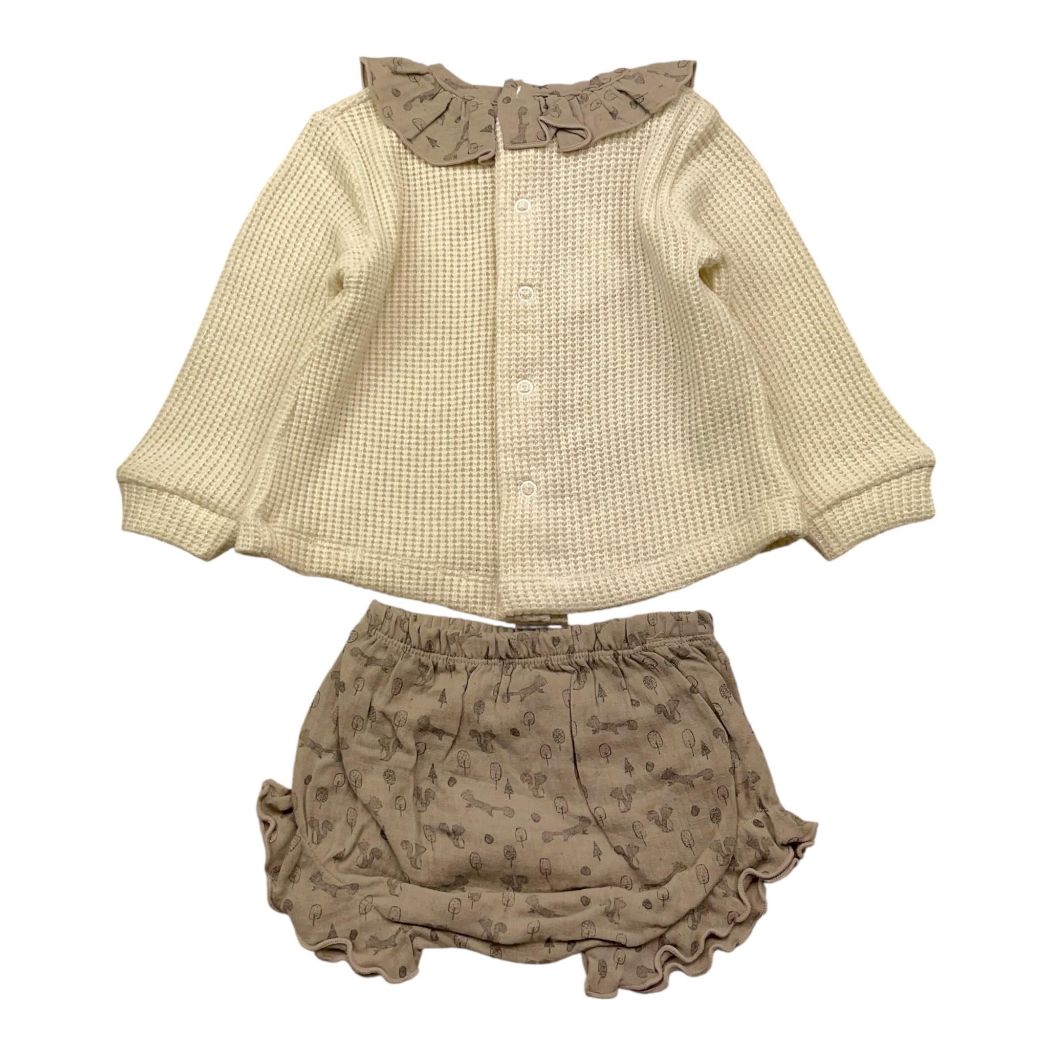 CALAMARO completo 2pz maglia-coulotte bicolore Panna per Neonata 17870 PANNA CALAMARO 