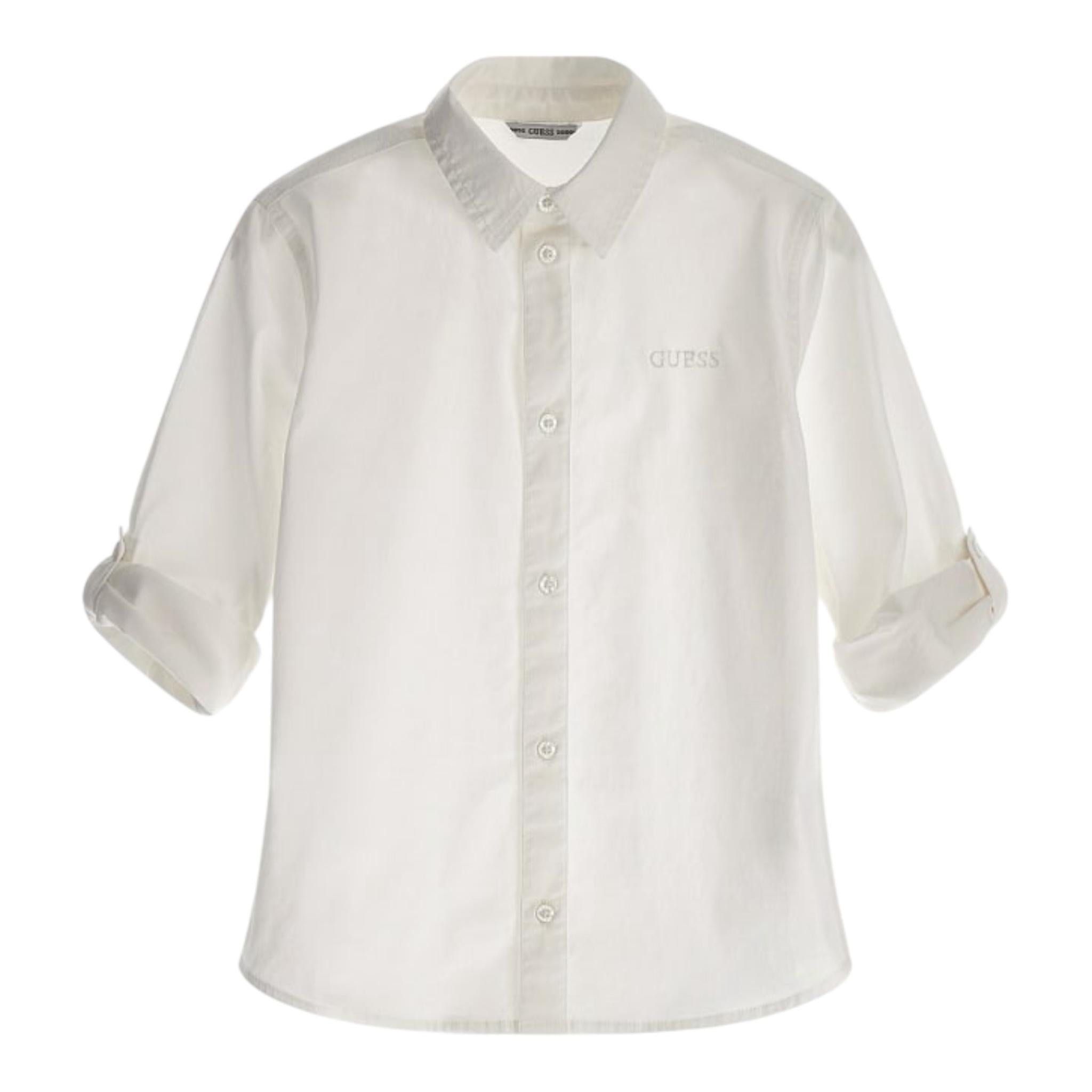 Guess Camicia Tinta Unita Manica Lunga per Bambino L3YH04WE5W0 BIANCO GUESS 
