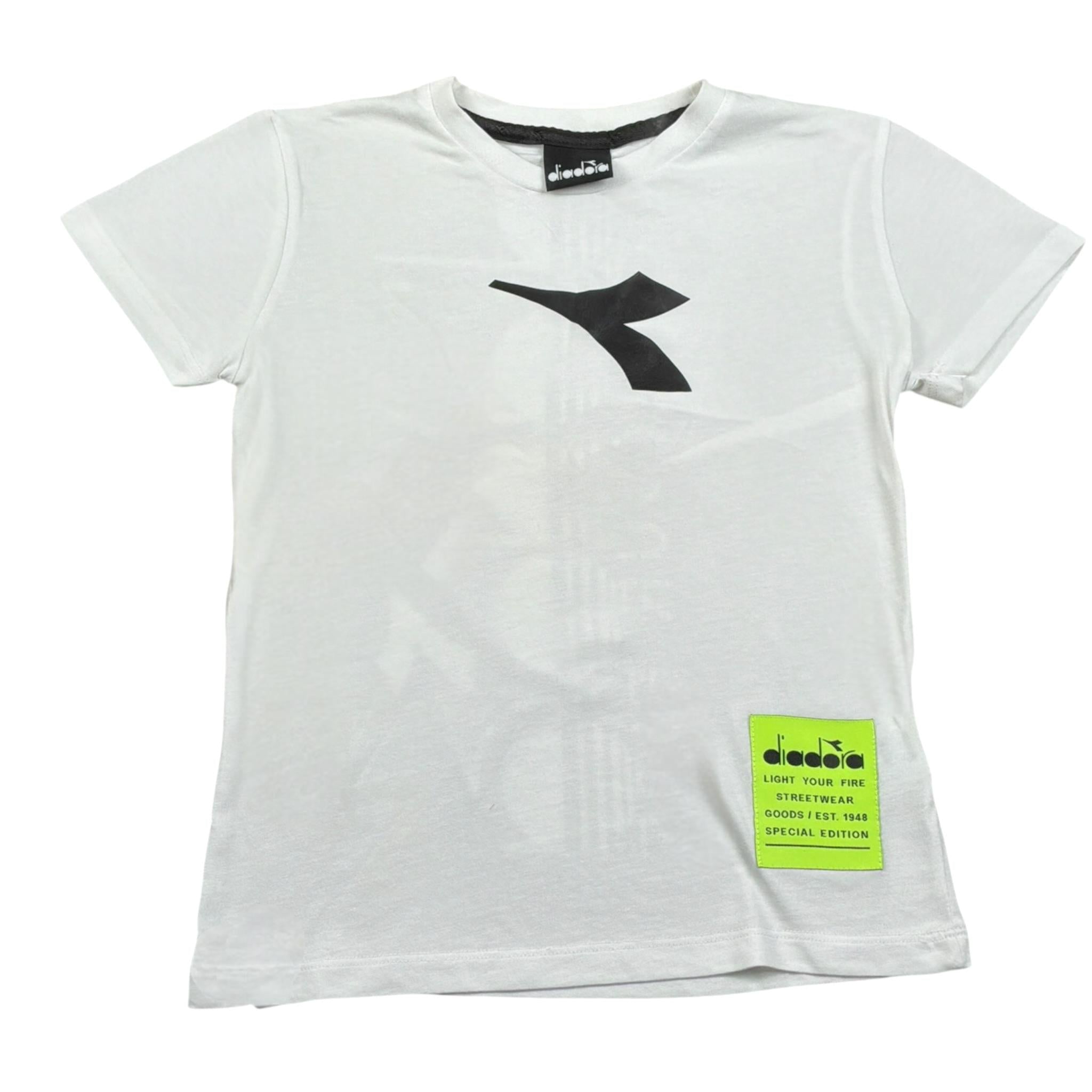 Diadora T-Shirt Girocollo tinta unita con Stampa Bianco per Bambino 022315 BIANCO DIADORA 