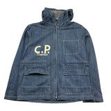 C.P. Company Giubbino In Denim Tinta Unita con Zip E Cappuccio per Bambino CUA002 BLU C.P. COMPANY 