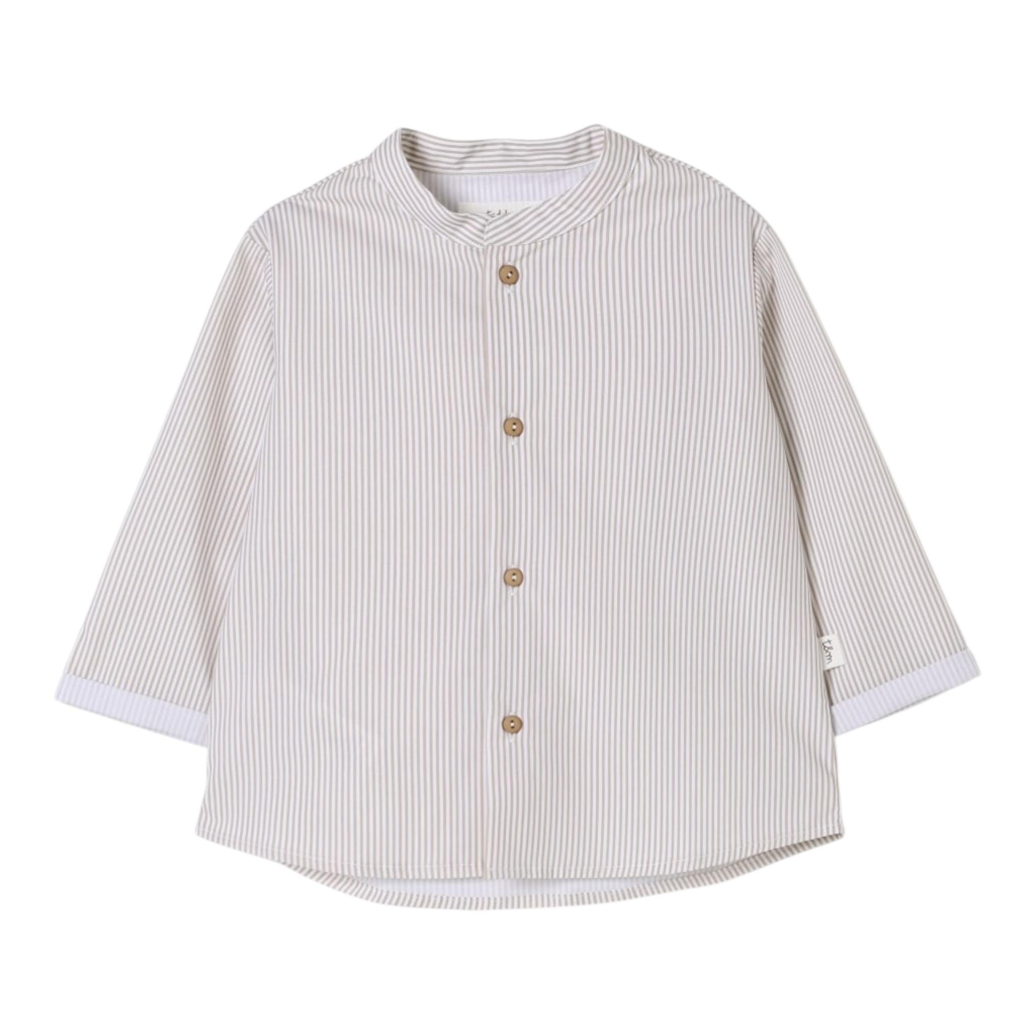 Teddy E Minou Camicia Manica Lunga Fantasia A Righe per Neonato E25CI001C4134 BEIGE TEDDY E MINOU 