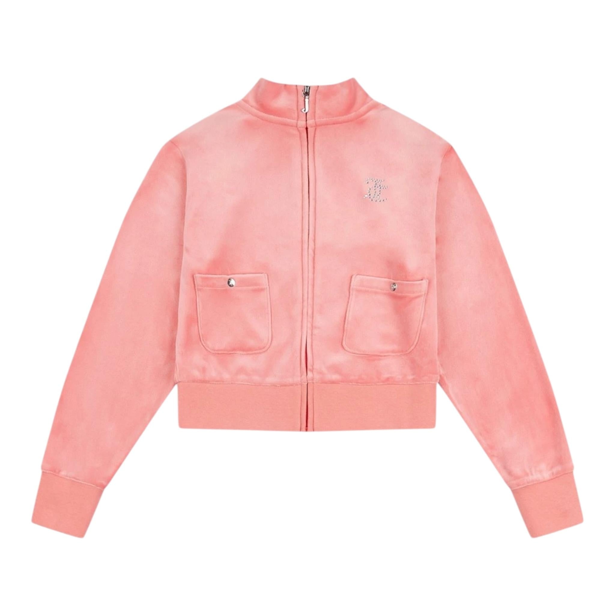 Juicy Couture Felpa Tinta Unita In Velluto con Zip per Bambina JBX6507 ROSA JUICY COUTURE 