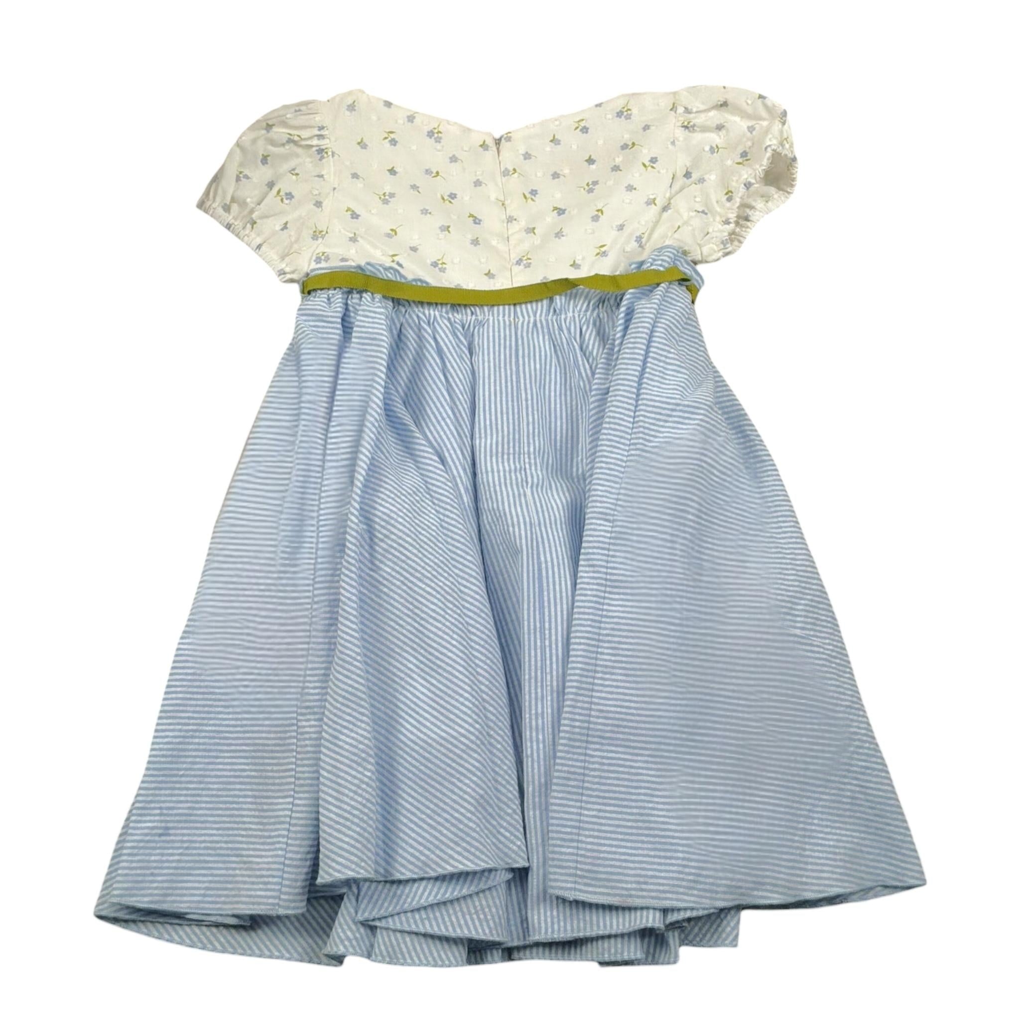 La Stupenderia Abito Bicolore con Fiori E Fantasia A Righe per Bambina JAB84 BIANCO/AZZURRO LA STUPENDERIA 