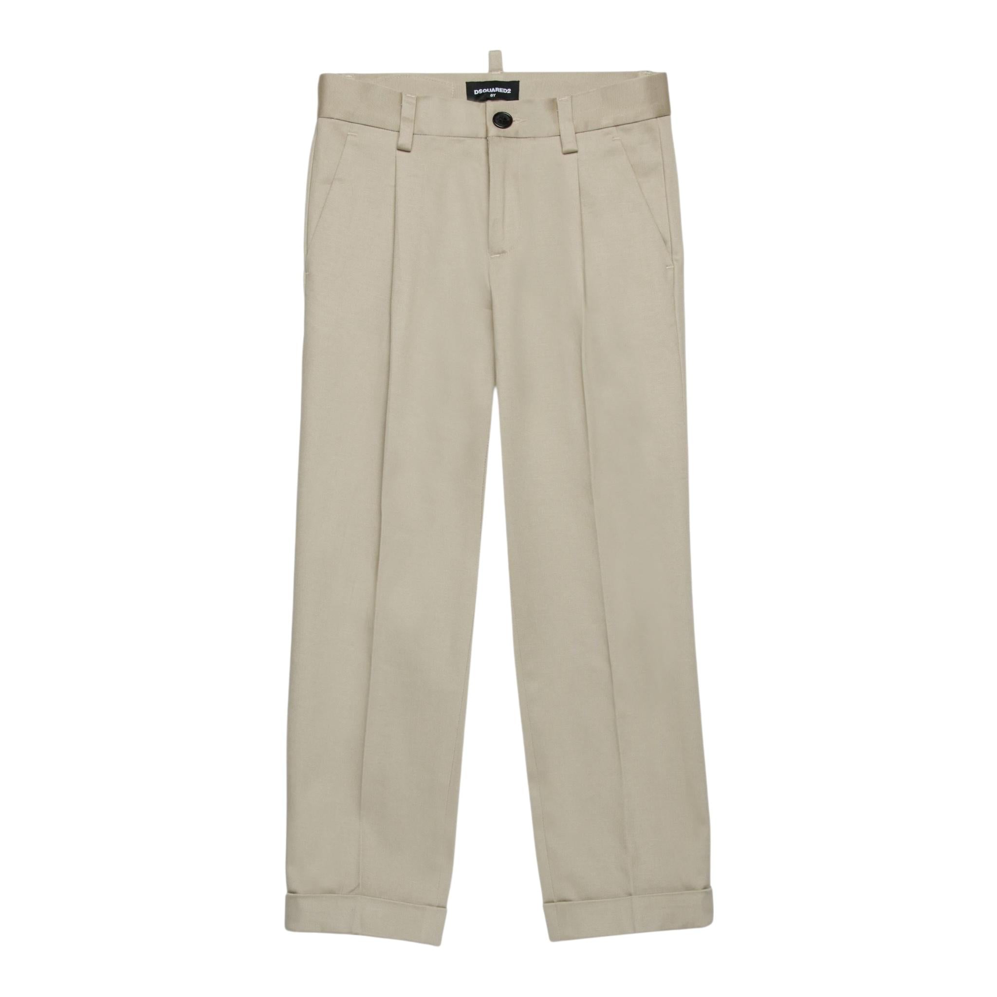 Dsquared2 Pantalone Tinta Unita con Tasche America per Bambino DQ2767 BEIGE DSQUARED2 