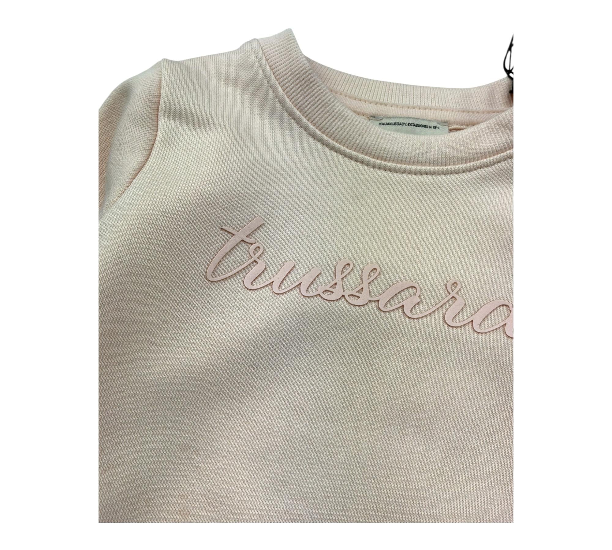 Trussardi Felpa Chiusa Girocollo Tinta Unita con Logo per Neonata TIP26014FE ROSA TRUSSARDI 