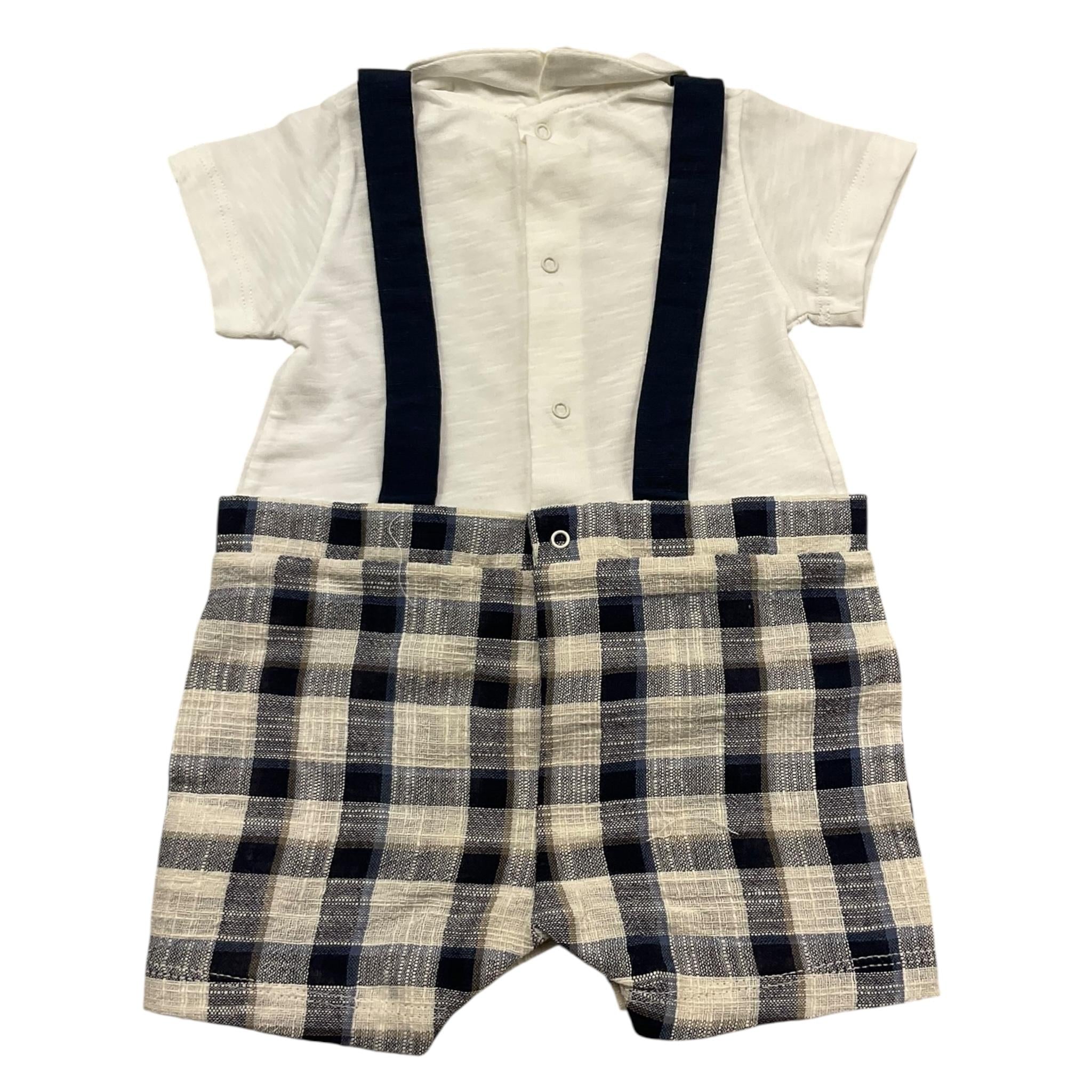 Lalalu' Pagliaccetto Mezza Manica Bicolore per Neonato PAL006P BIANCO/BLU LALALU' 