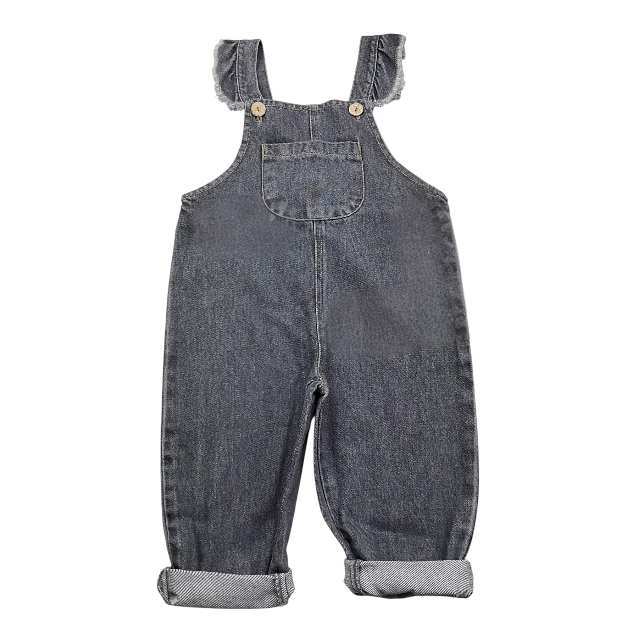 PLAY UP salopette tinta unita in denim Nero per Bambina PA022AP11503 NERO PLAY UP 
