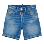 Dsquared2 Bermuda In Denim Tinta Unita per Bambino DQ2838XXX BLU DSQUARED2 