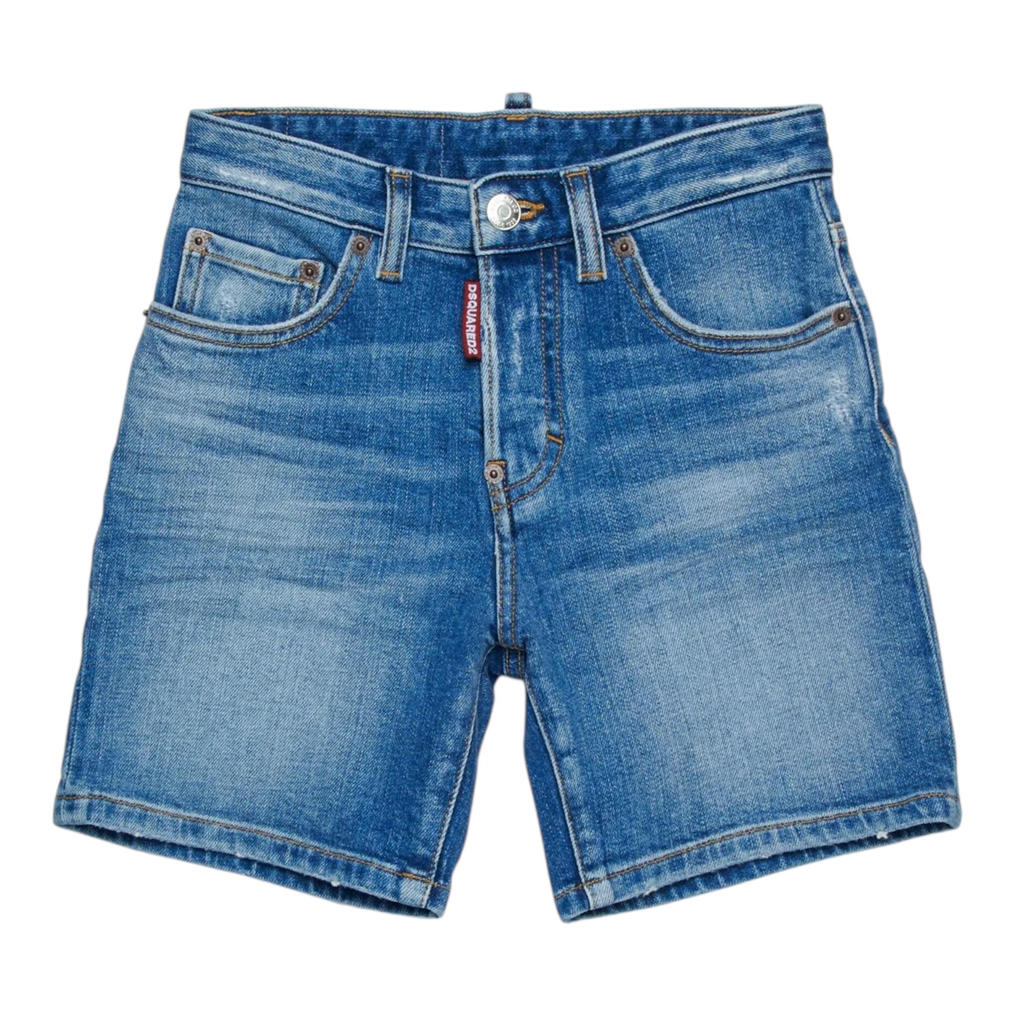 Dsquared2 Bermuda In Denim Tinta Unita per Bambino DQ2838XXX BLU DSQUARED2 