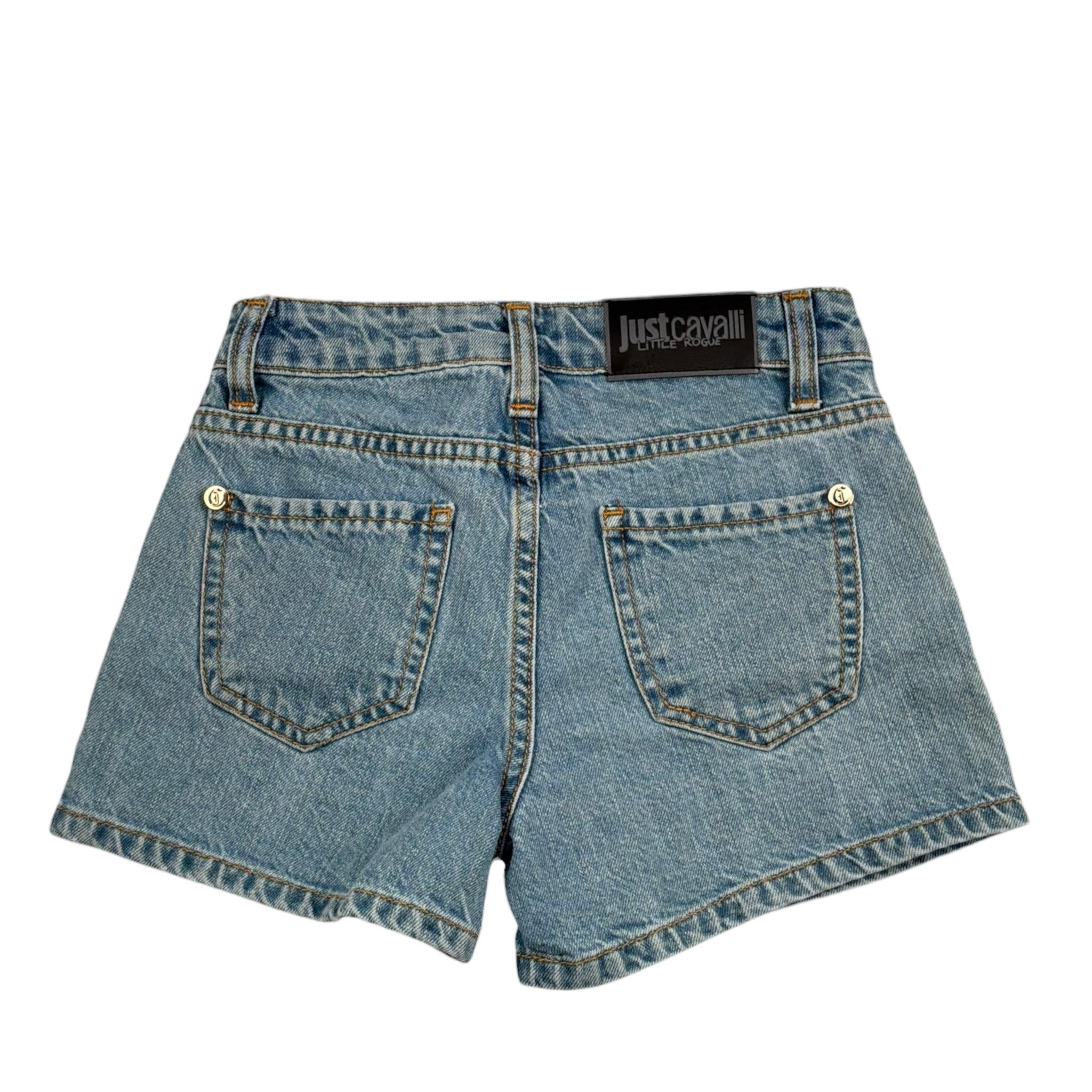 Just Cavalli Short In Denim Tinta Unita con Fantasia per Bambina JGP26088SH AZZURRO JUST CAVALLI 