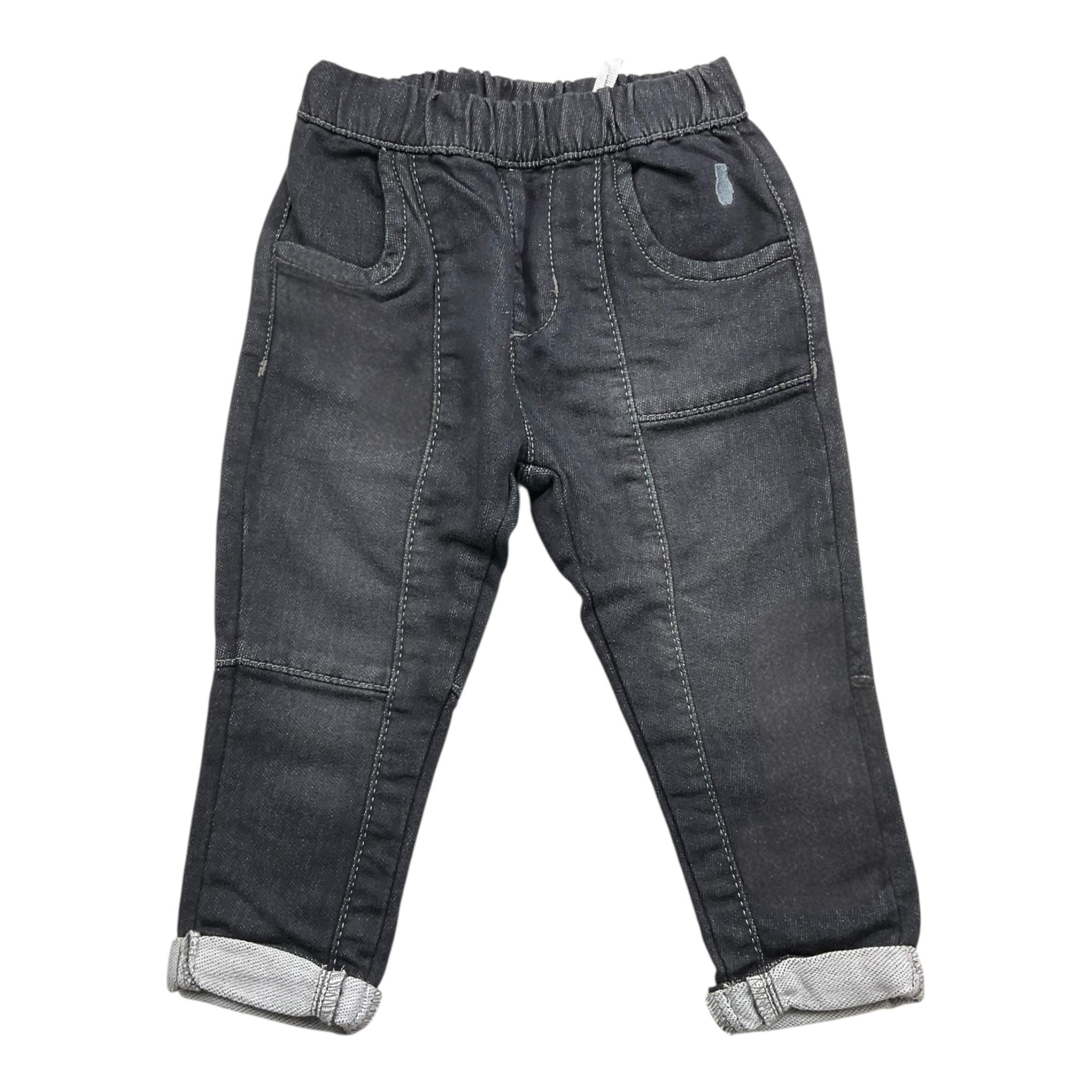 MINI BANDA jeans tinta unita con elastico in vita Nero per Neonato 37666 NERO MINI BANDA 