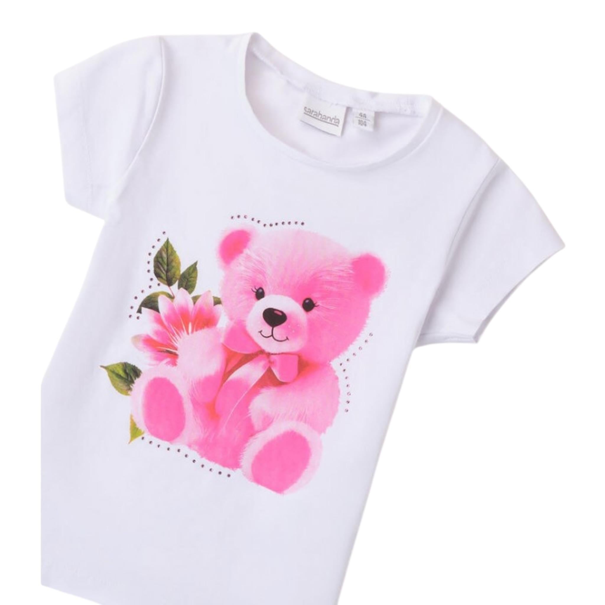 Sarabanda T-Shirt Girocollo tinta unita con Stampa Bianco per Bambina 0B208XJ BIANCO SARABANDA 