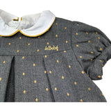 Le Bebe Abito Mezza Manica Tinta Unita con Colletto per Neonata LBG0424 GRIGIO LE BEBE 