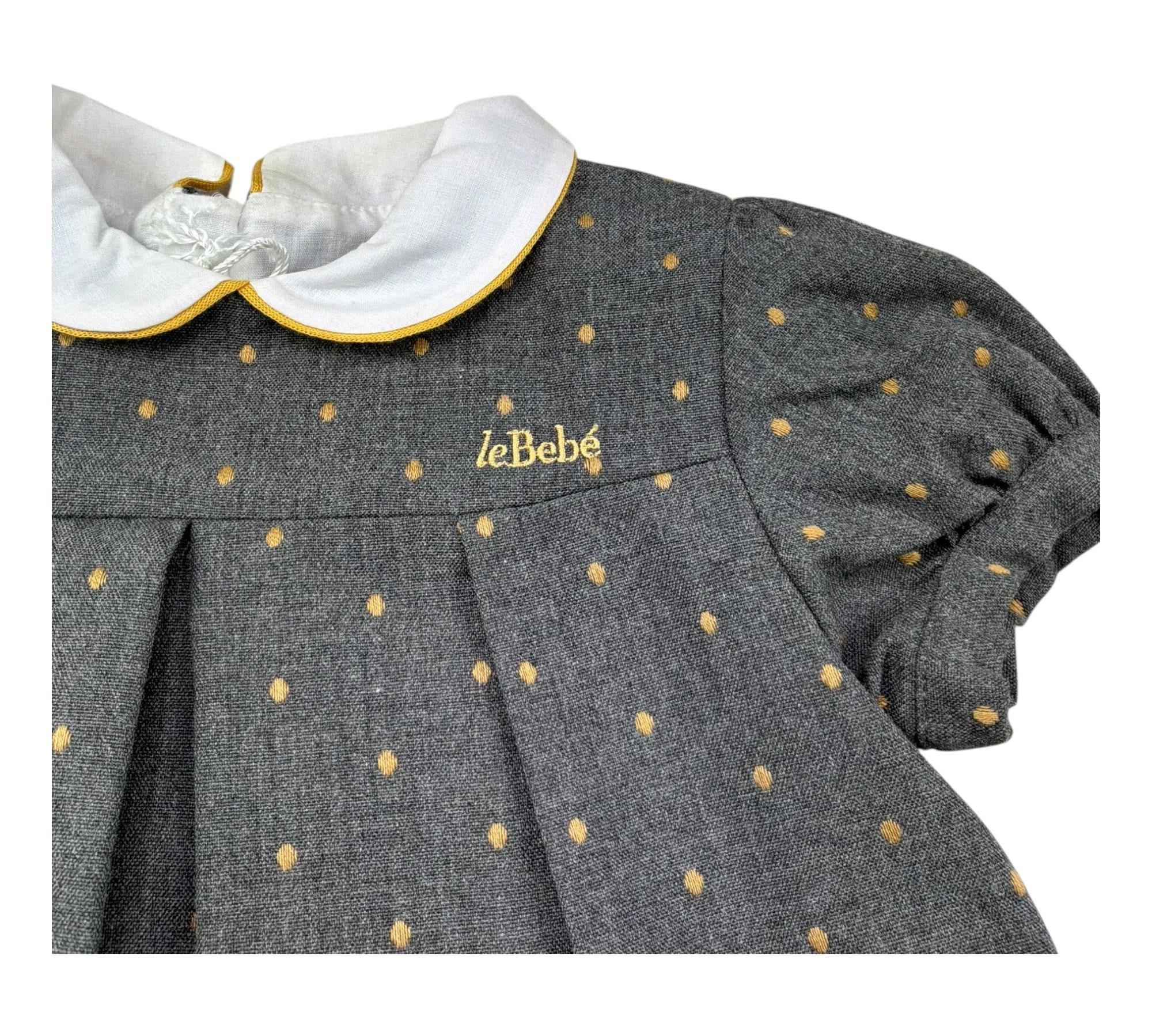 Le Bebe Abito Mezza Manica Tinta Unita con Colletto per Neonata LBG0424 GRIGIO LE BEBE 