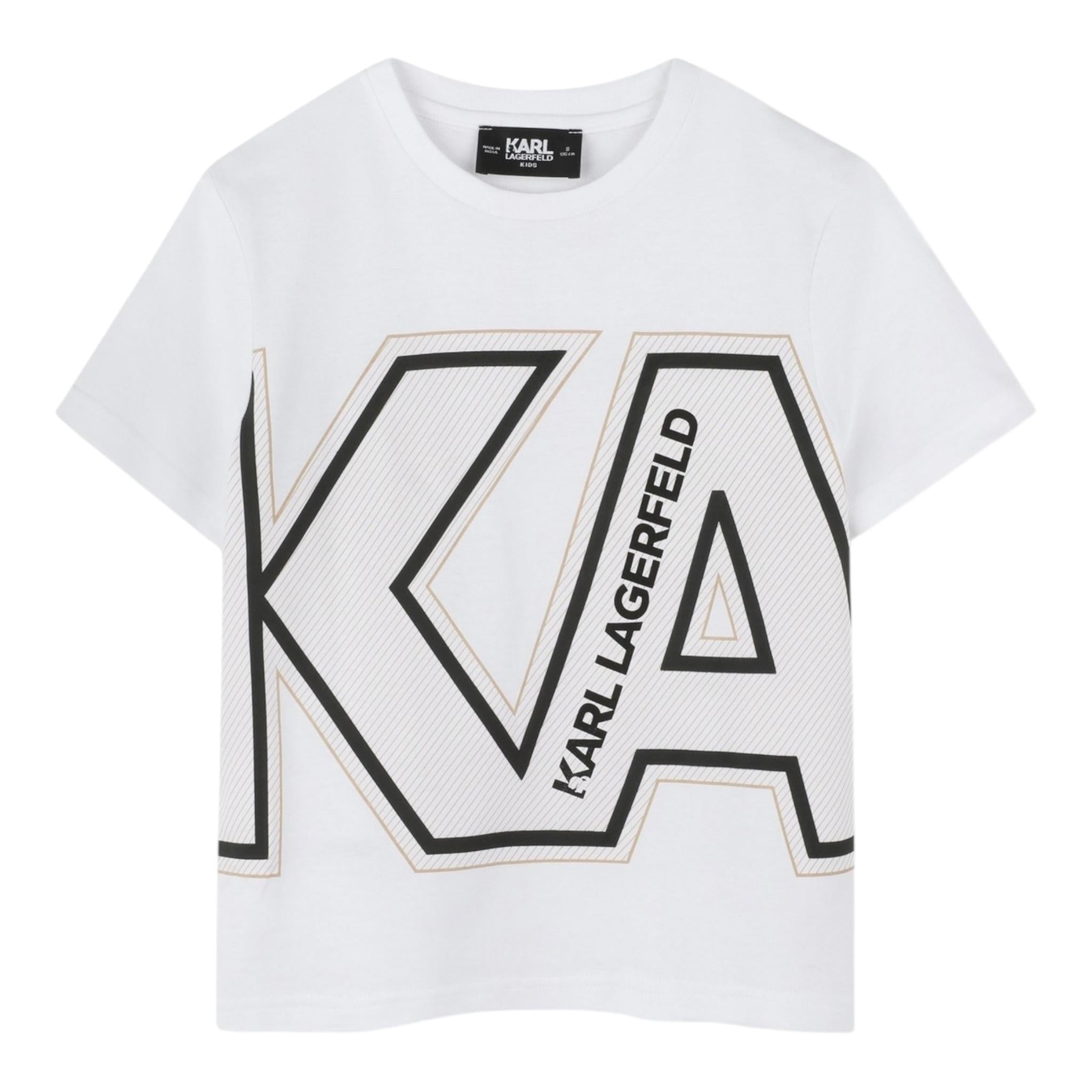 Karl Lagerfeld T-Shirt Girocollo Tinta Unita con Stampa per Neonato Z30432 BIANCO KARL LAGERFELD 