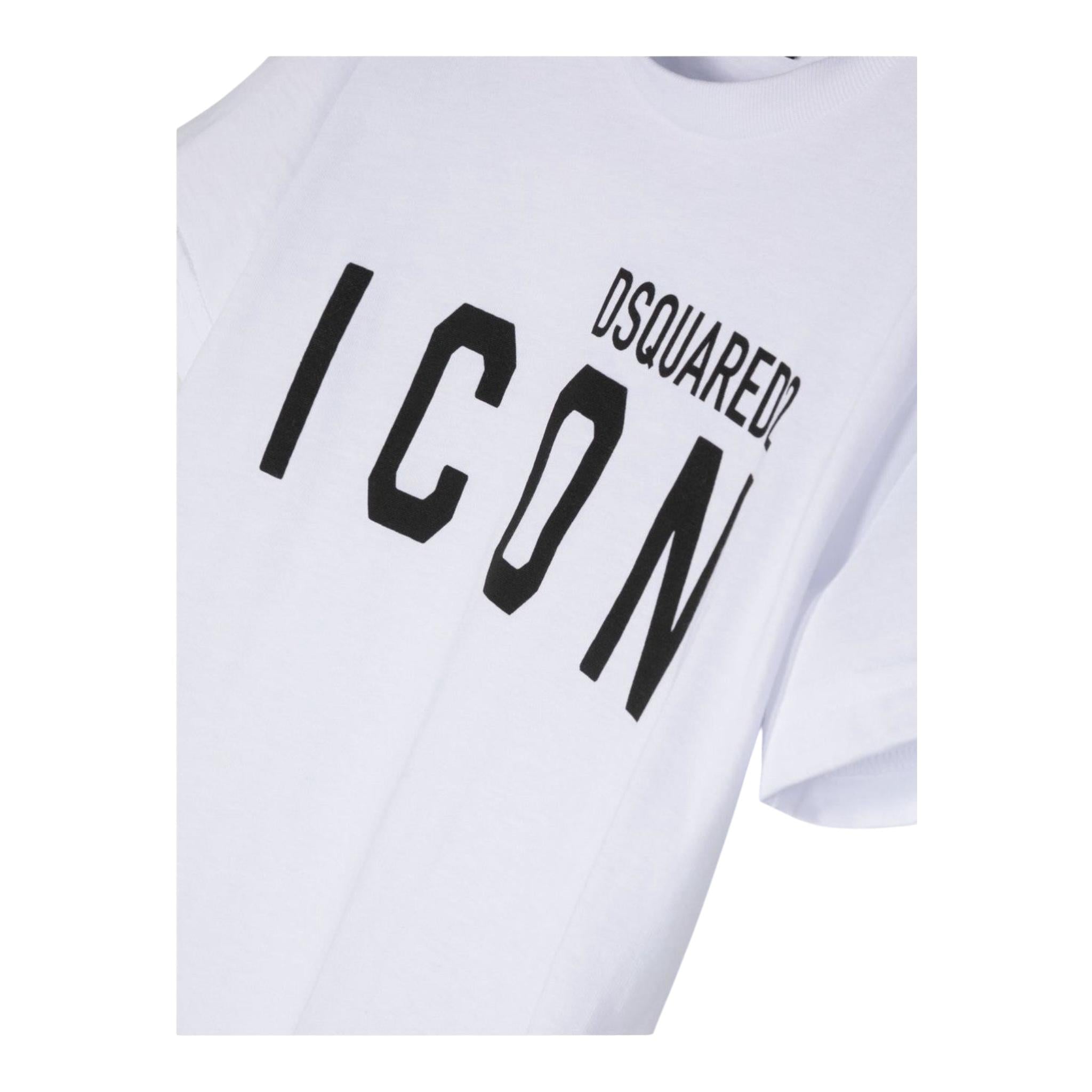 Dsquared2 T-Shirt Girocollo Tinta Unita con Stampa per Neonato DQ2968 BIANCO DSQUARED2 