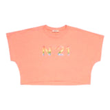 N°21 T-Shirt Tinta Unita Girocollo Con Stampa Rosa Per Bambina