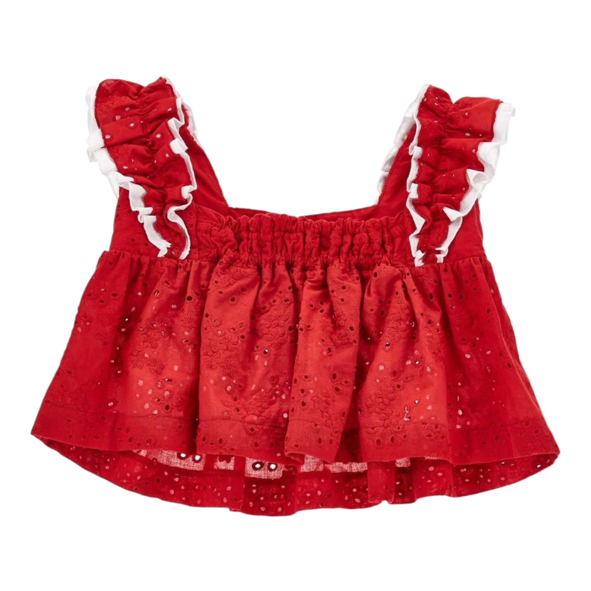 Monnalisa Top Tinta Unita con Maniche per Bambina 11C301 ROSSO MONNALISA 