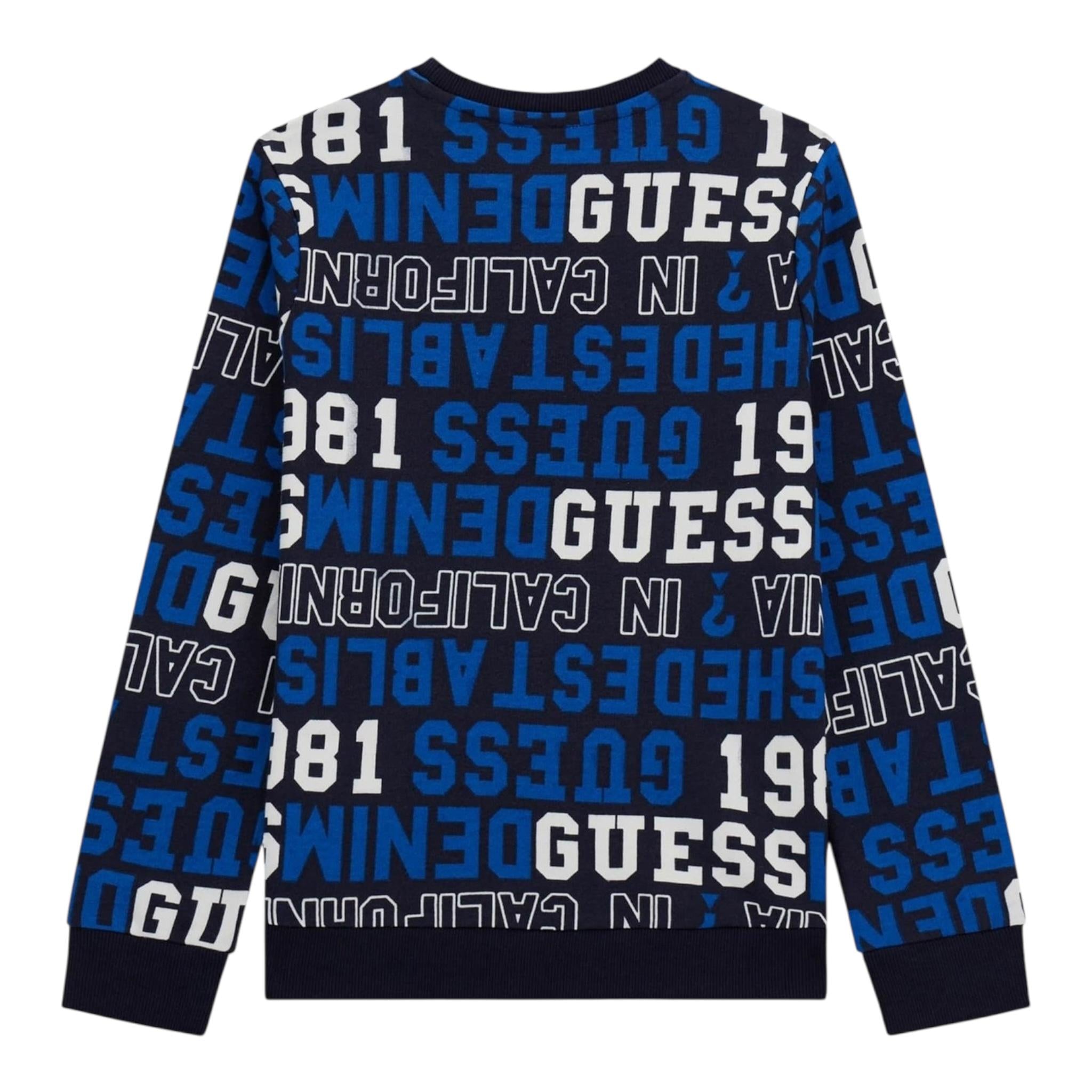 GUESS felpa chiusa girocollo stampa fantasia Blu per Neonato N4YQ02KA6R33 BLU GUESS 