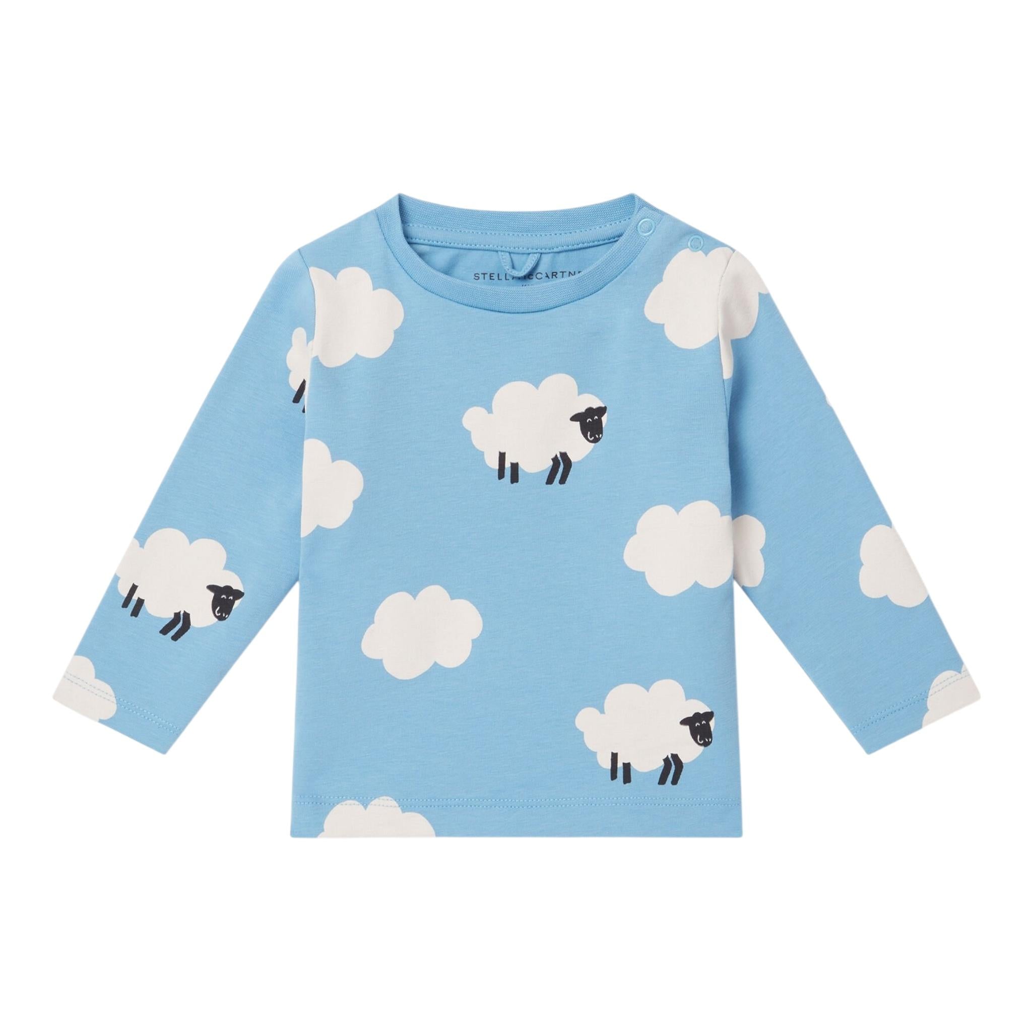 STELLA McCARTNEY shirt girocoll tinta unita con stampa in contrasto Azzurro per Neonato TV8050 AZZURRO STELLA McCARTNEY 