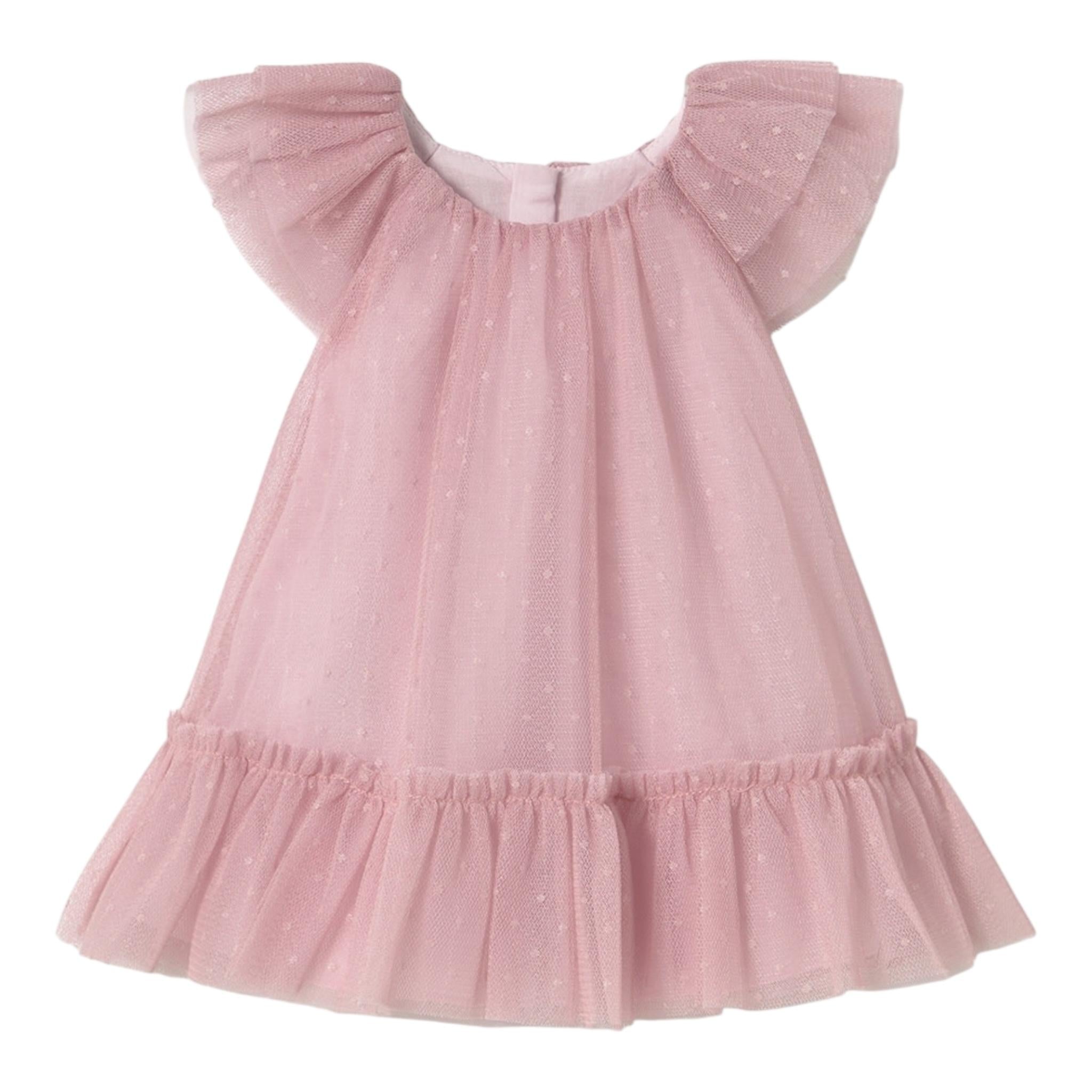 Mayoral Abito Giromanica Tinta Unita con Tulle per Neonata 1850 ROSA MAYORAL 