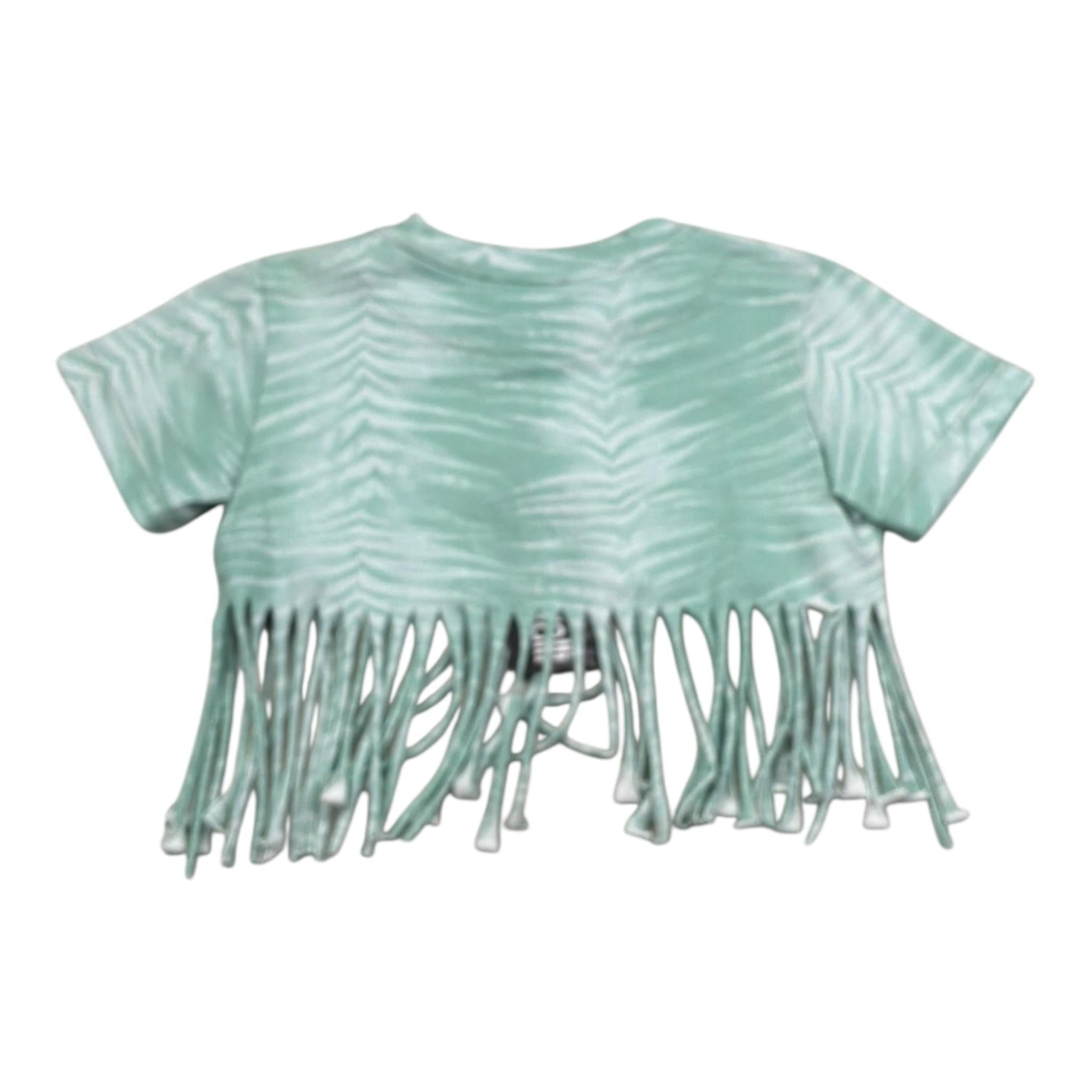 Just Cavalli T-Shirt Modello Crop con Frange per Bambina JGP26214TS VERDE ACQUA JUST CAVALLI 
