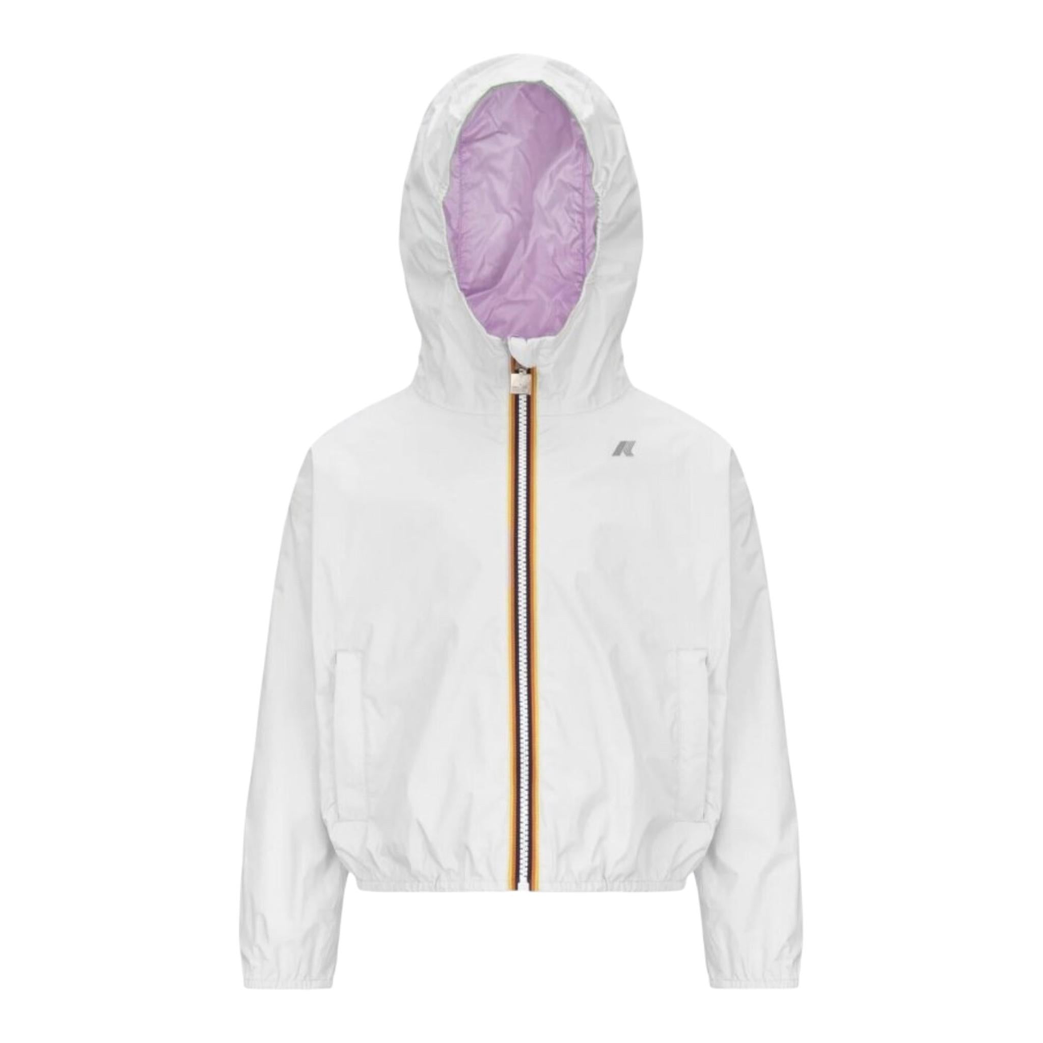 K-Way Giubbino Reversibile Bicolore con Cappuccio per Bambina K41337WX BIANCO/ROSA K-WAY 