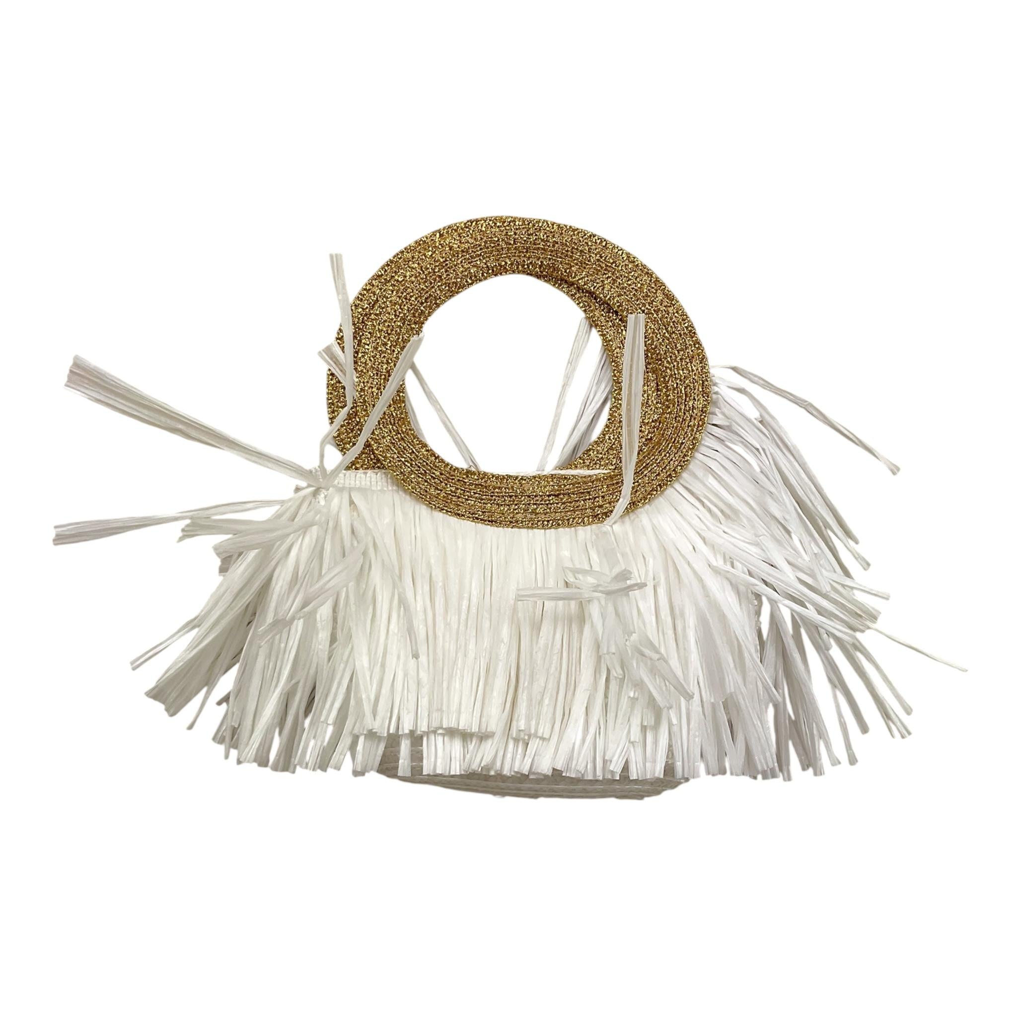 Piccola Ludo Borsa Tinta Unita con Manico In Contrasto per Bambina BORSJH BIANCO PICCOLA LUDO 