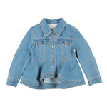 Elisabetta Franchi Giubbino Manica Lunga Tinta Unita In Denim per Bambina EFGB123XX AZZURRO ELISABETTA FRANCHI 