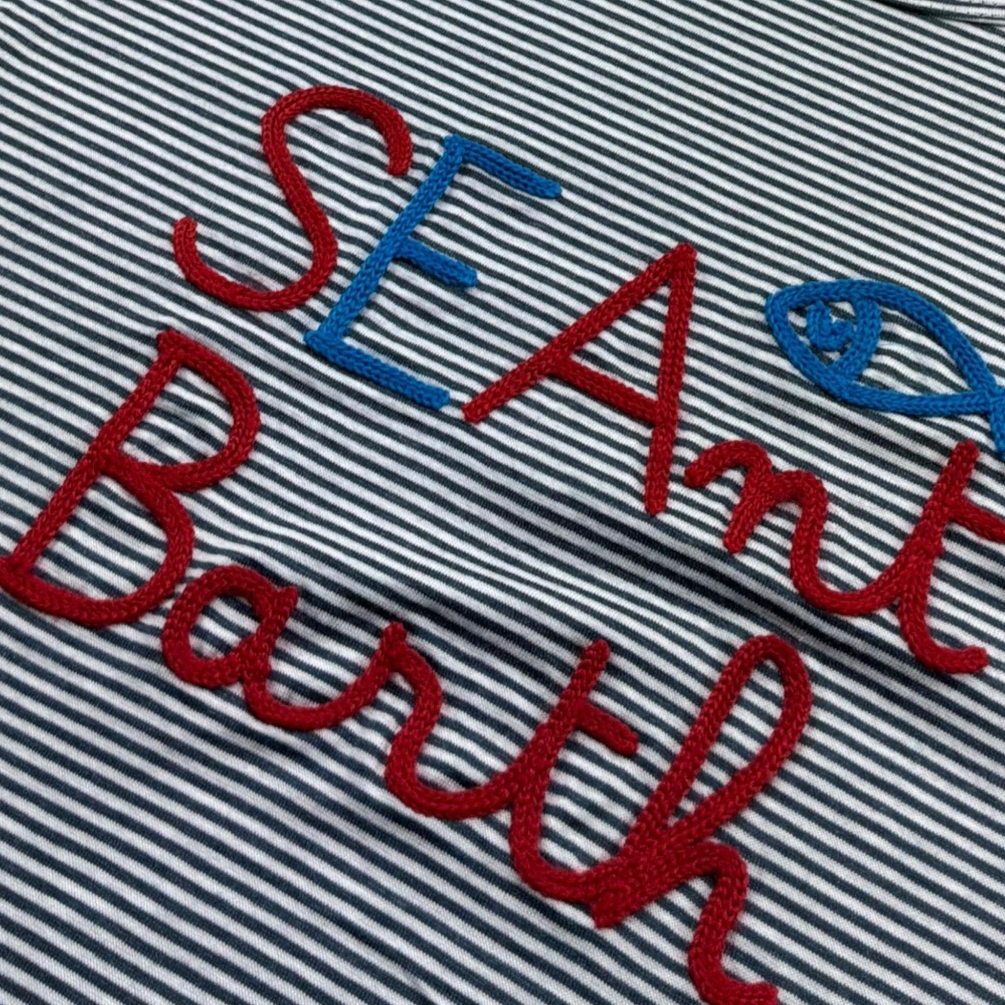 Saint Barth T-Shirt Girocollo Tinta Unita con Fantasia A Righe per Bambino 01199L BIANCO/BLU SAINT BARTH 