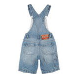 Diesel Salopette In Denim Tinta Unita Modello Bermuda Azzurro Per Bambino