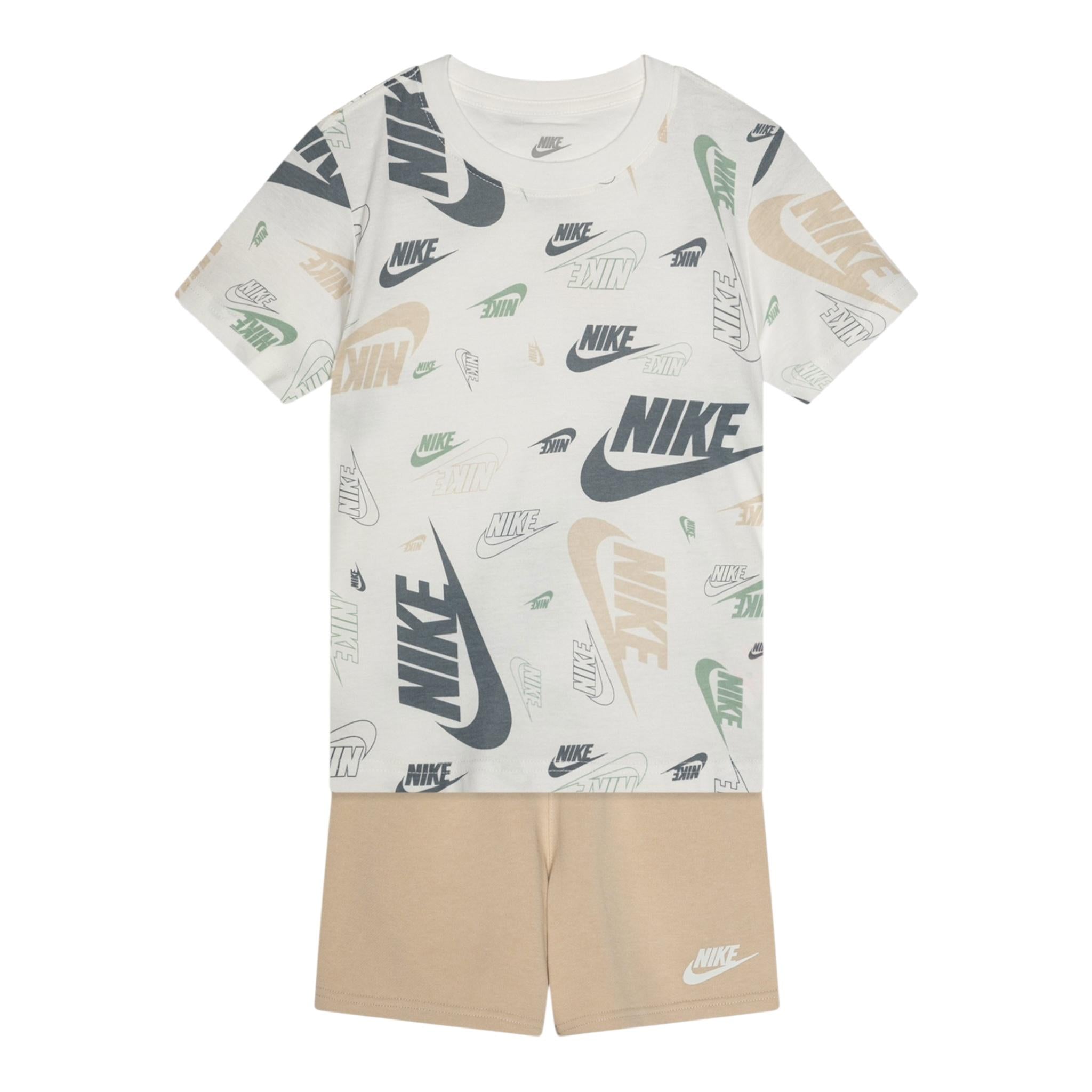 Nike Completo 2 Pezzi T-Shirt-Bermuda Tinta Unita per Bambino 86N043 BIANCO/BEIGE NIKE 