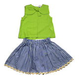 Ilfarobimbi Completo Canotta-Gonna Bicolore Con Fantasia A Righe Verde Per Neonata