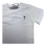 Cesare Paciotti T-Shirt Girocollo Tinta Unita con Stampa In Contrasto Bianco per Neonato