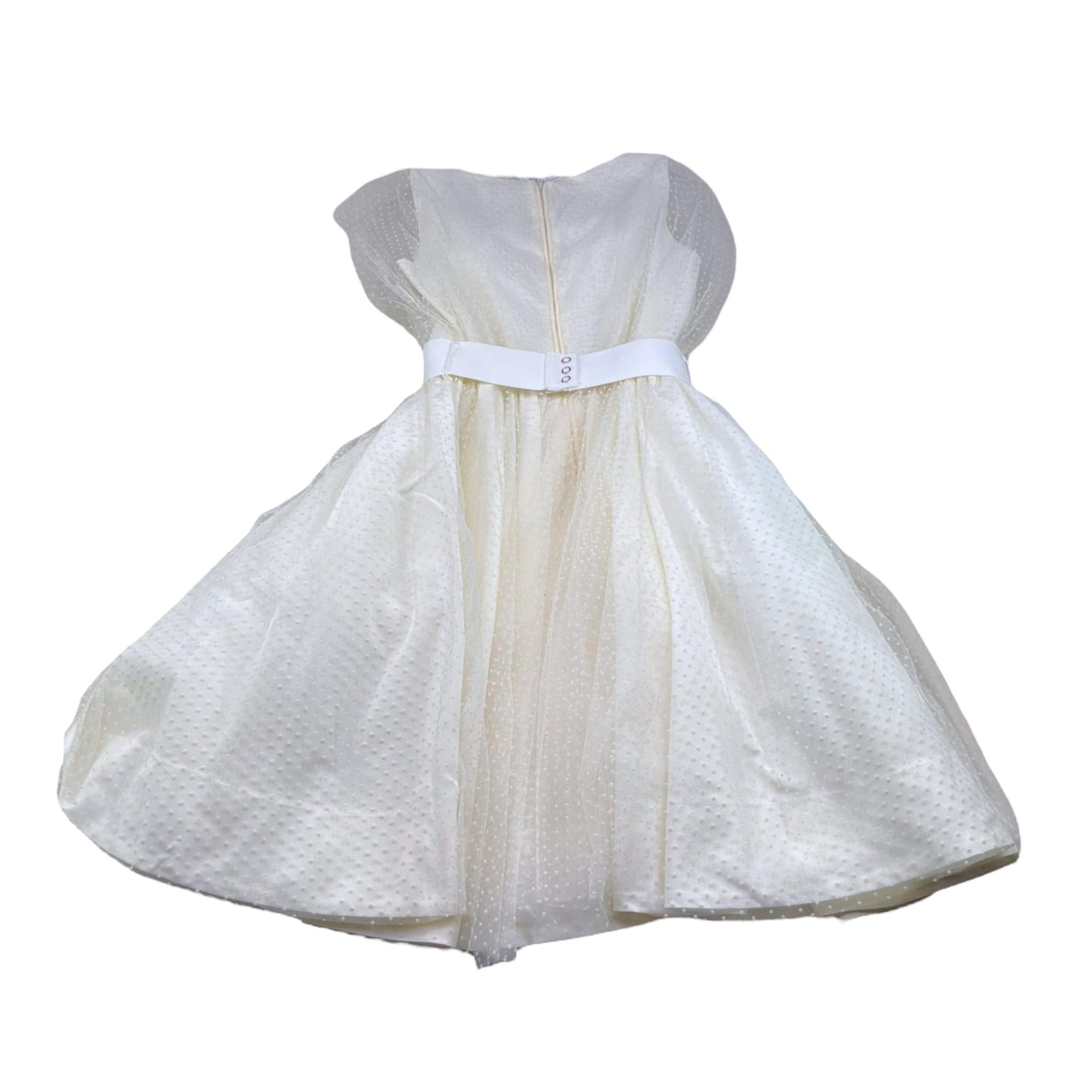 Monnalisa Abito Cerimonia Tinta Unita con Trasparenze per Bambina 793903 AVORIO MONNALISA 