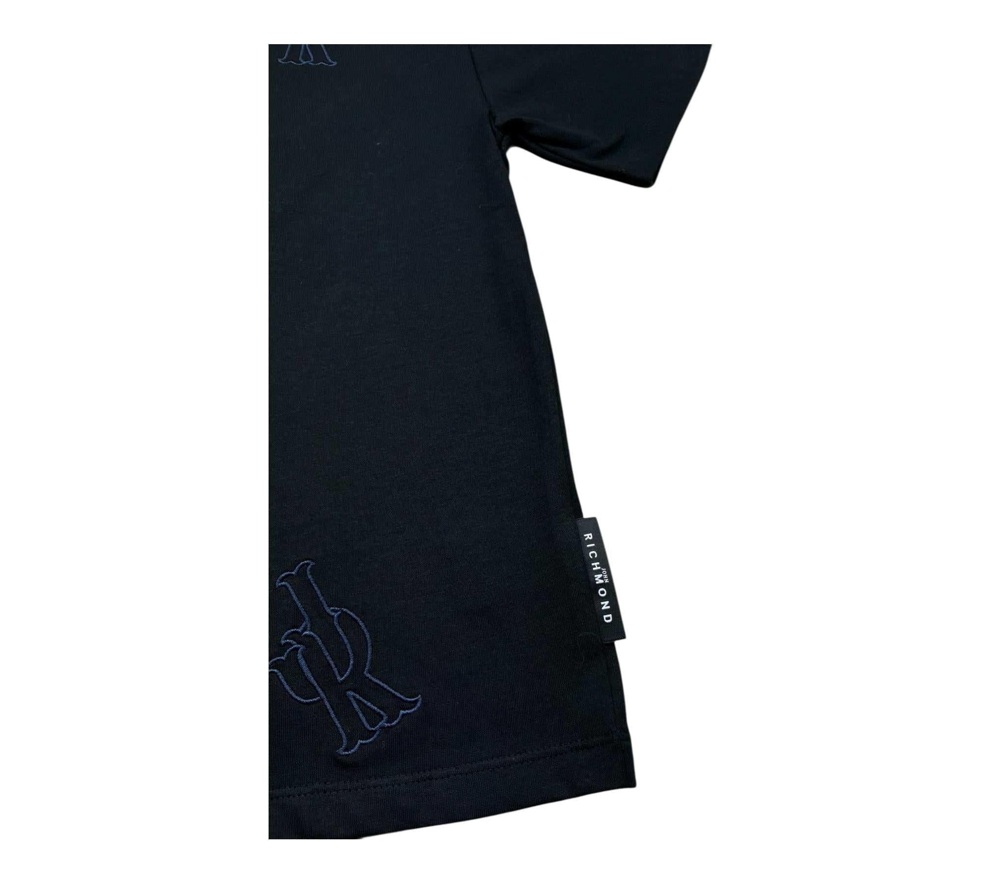 John Richmond T-Shirt Girocollo Tinta Unita con Ricami per Bambino RBP26099TS NERO JOHN RICHMOND 