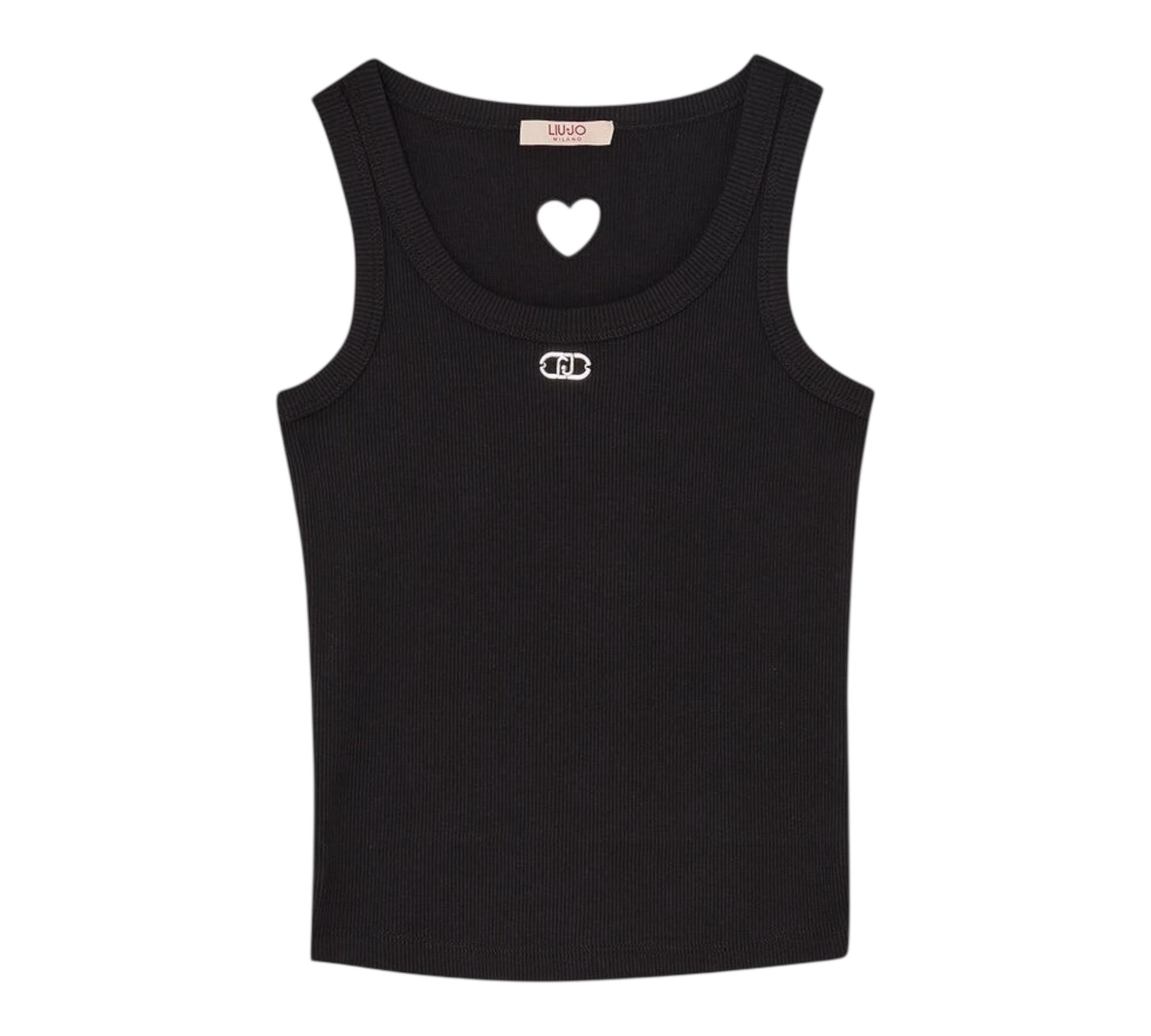 Liu Jo Canotta Tinta Unita con Traforo A Forma di Cuore per Bambina GA5199X NERO LIU JO 