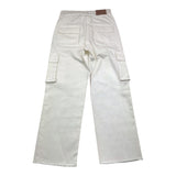 Manila Grace Pantalone Tinta Unita Modello Cargo Bianco Per Bambina