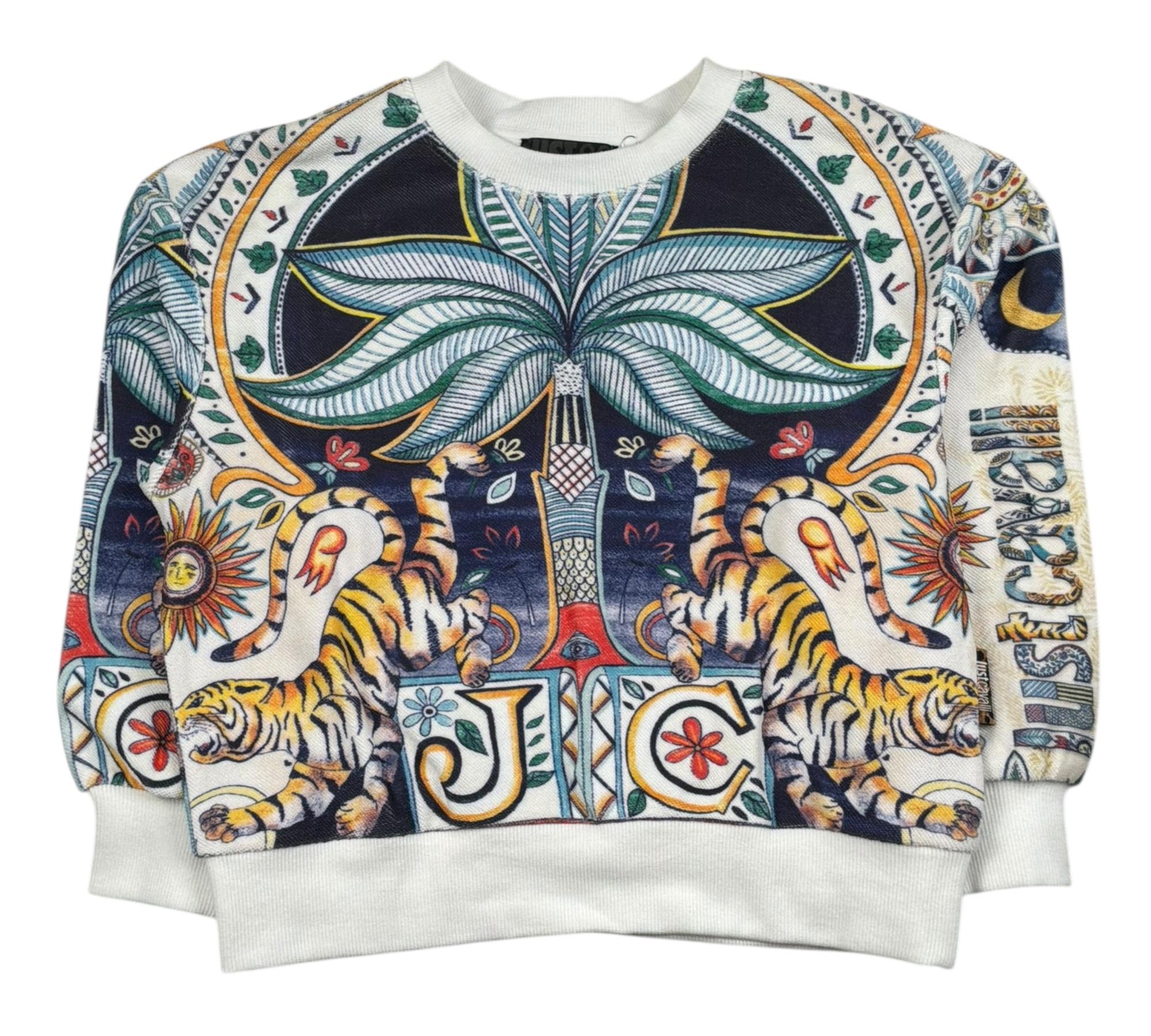Just Cavalli Felpa Chiusa Girocollo Stampa Fantasia per Bambino JBP26063FE BIANCO JUST CAVALLI 