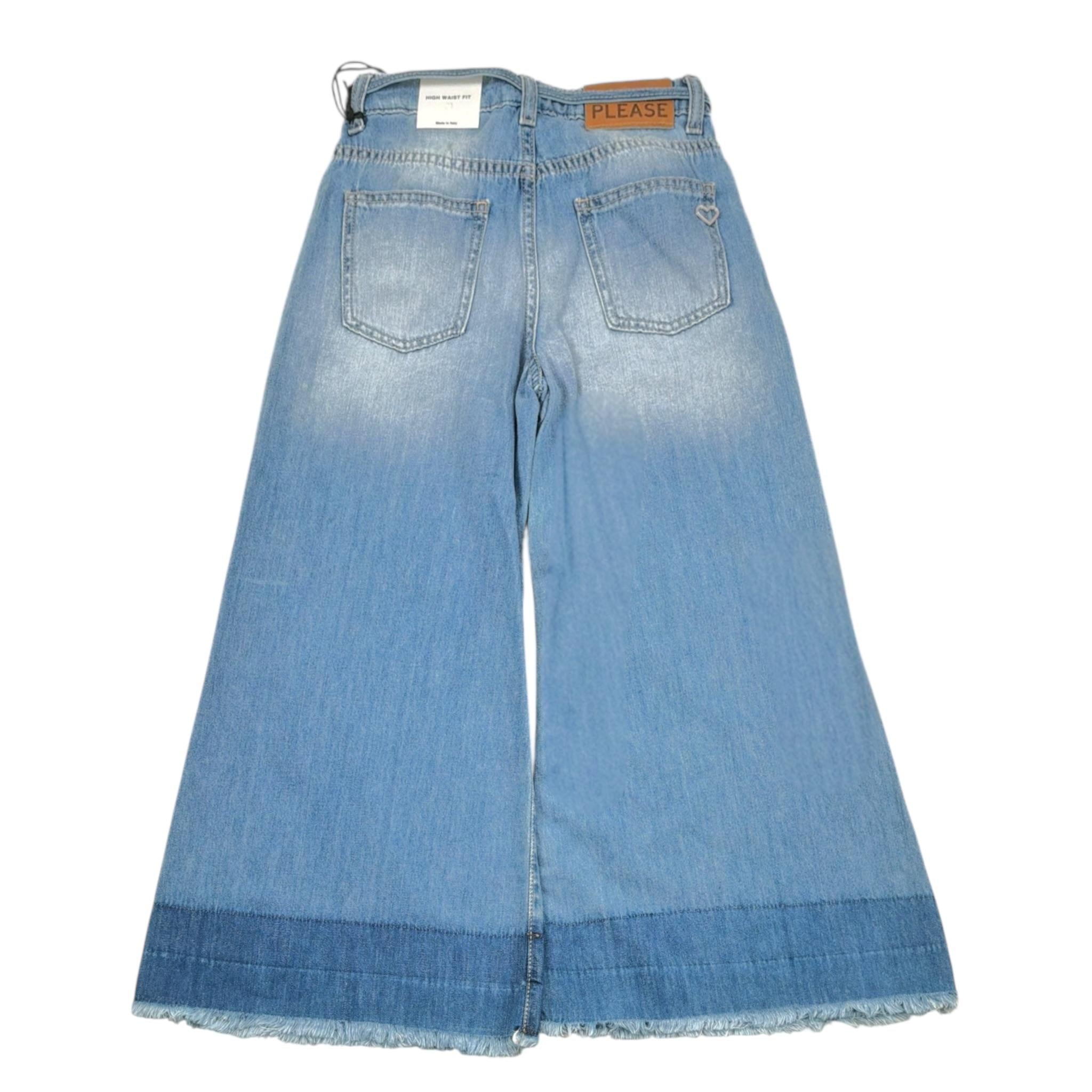 Please Jeans tinta unita Modello A Palazzo Blu per Bambina PH06012G72X BLU PLEASE 