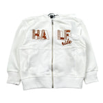 Please Felpa Tinta Unita con Zip E Stampa per Bambino LK06042B71 BIANCO PLEASE 