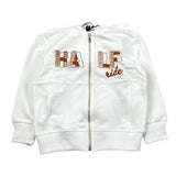 Please Felpa Tinta Unita con Zip E Stampa per Bambino LK06042B71 BIANCO PLEASE 