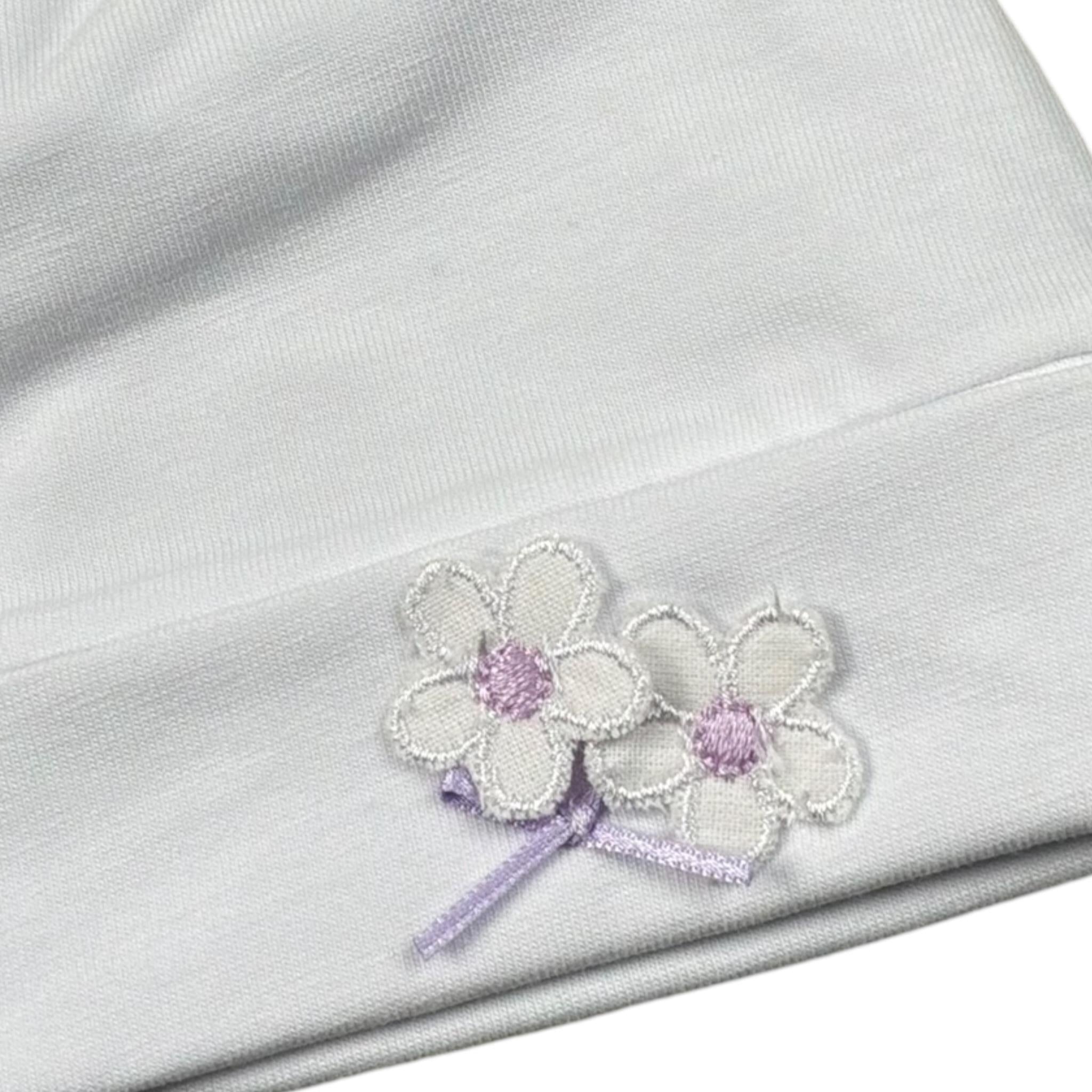 Lalalu' Cappello Tinta Unita con Ricami per Neonata CAL7G BIANCO LALALU' 