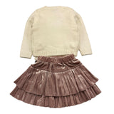 LOLLI TOP completo 3 pezzi cardigan-shirt-gonna Panna per Neonata H8348 PANNA LOLLI TOP 