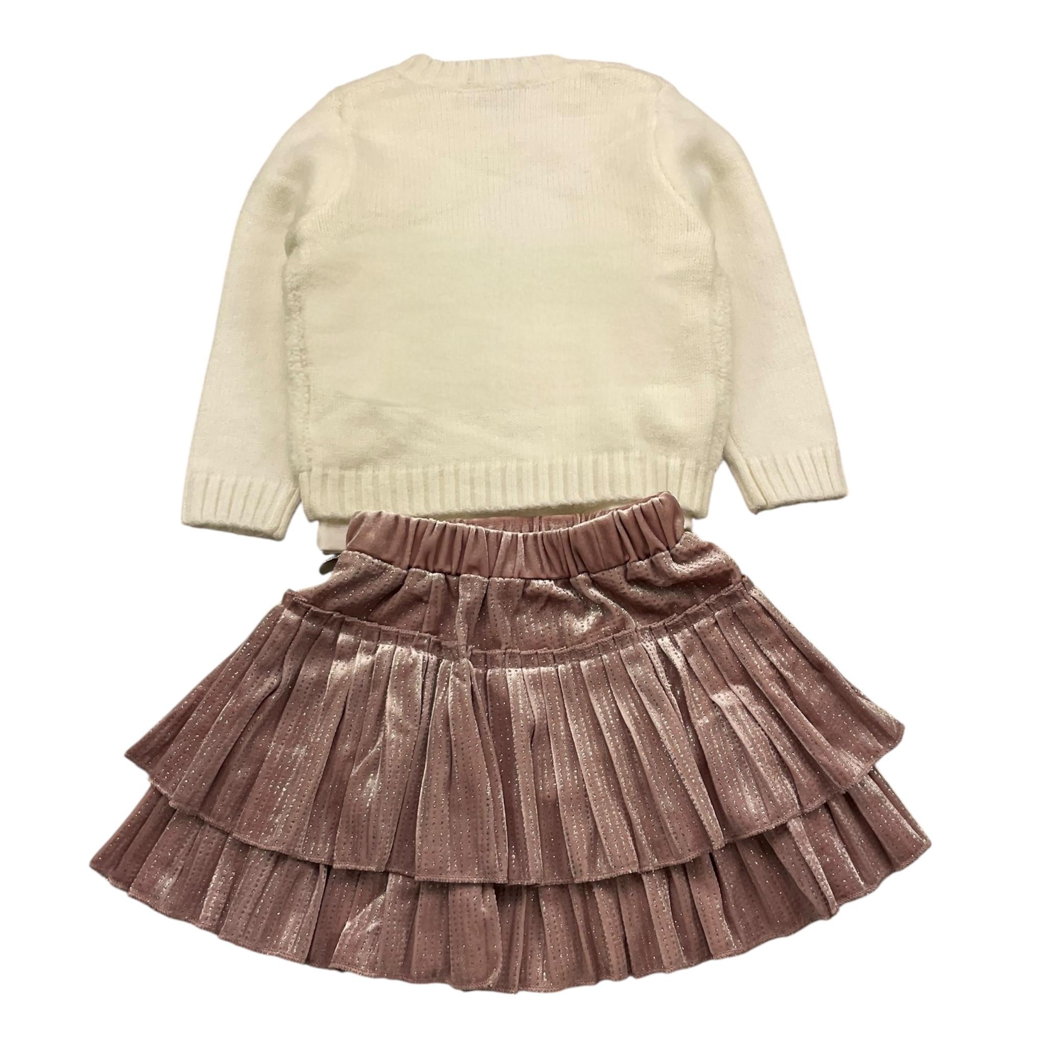LOLLI TOP completo 3 pezzi cardigan-shirt-gonna Panna per Neonata H8348 PANNA LOLLI TOP 